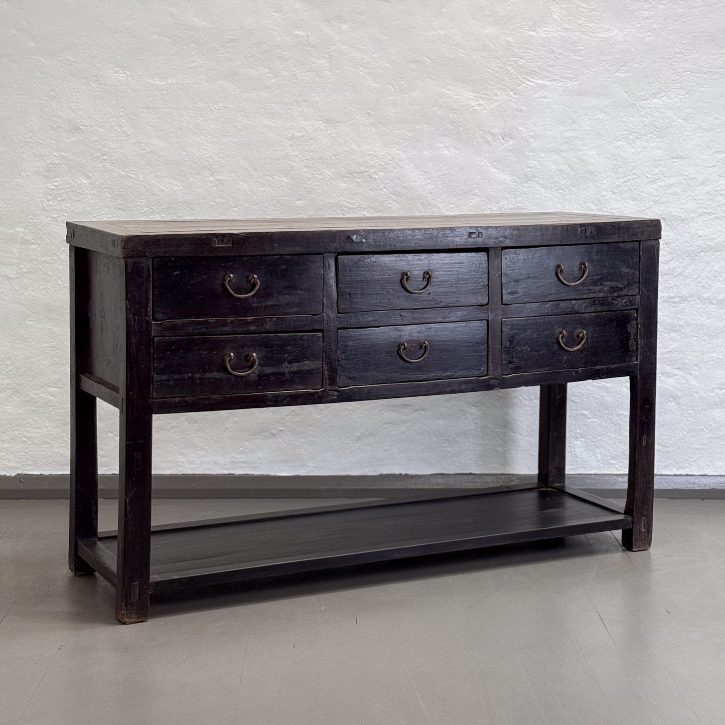 Antique 6 Drawer Table with Shelf