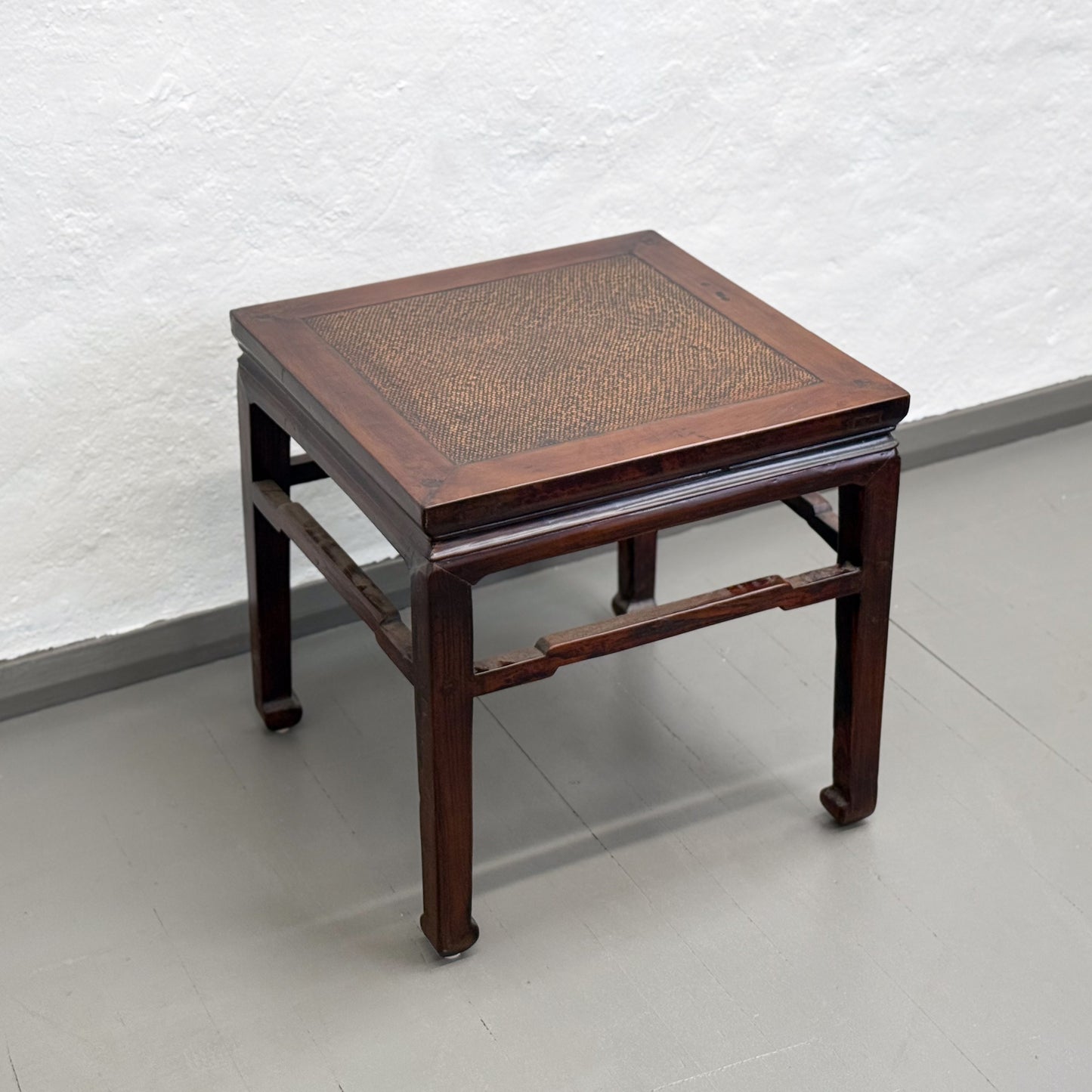 Elm Side Table with Rattan Inlay