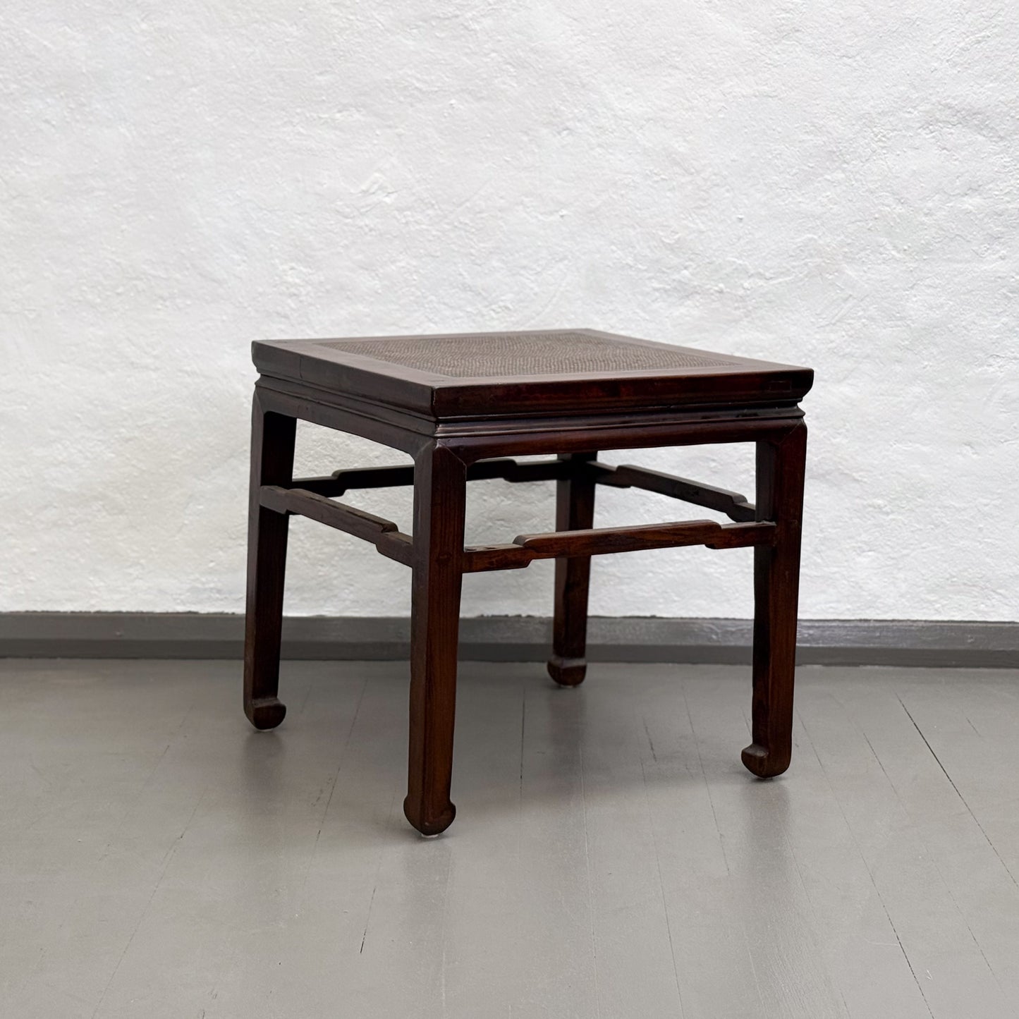 Elm Side Table with Rattan Inlay