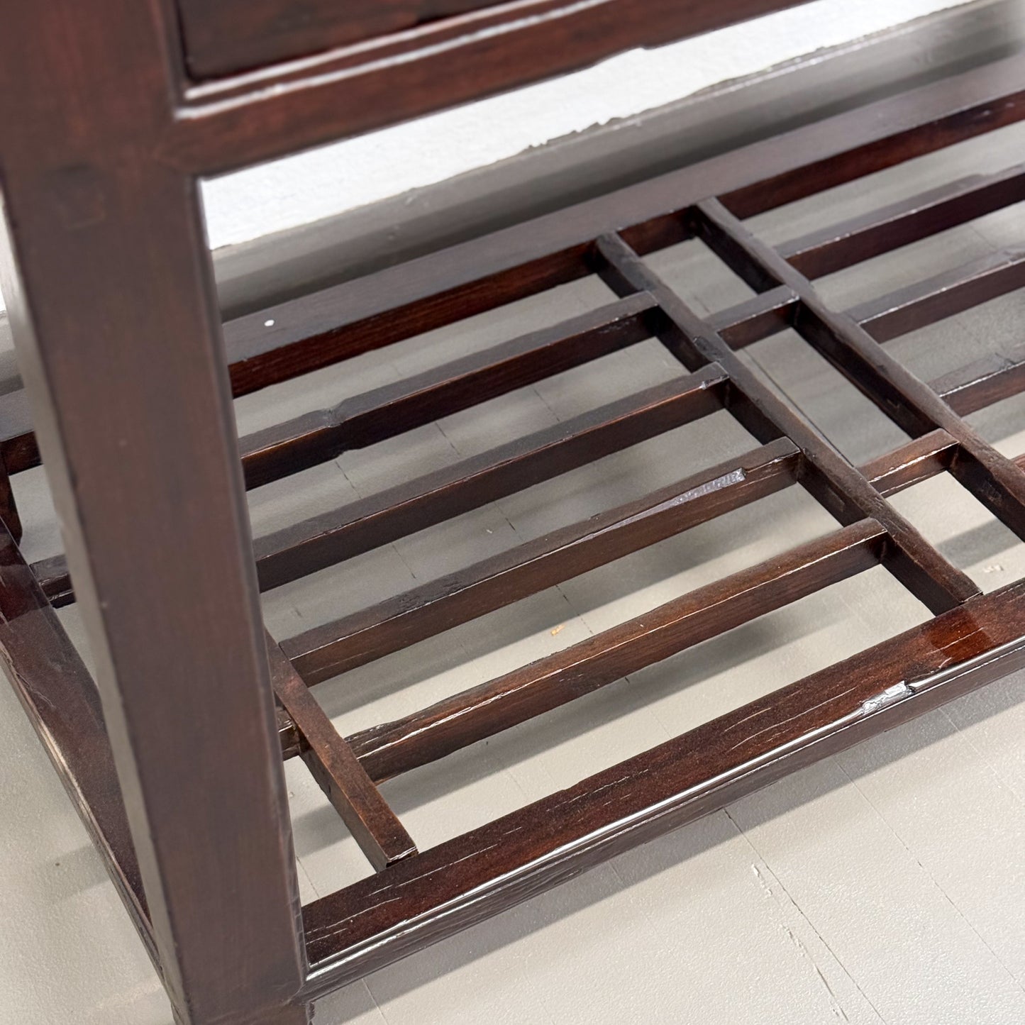 3 Drawer Elm Desk with Lattice Shelf