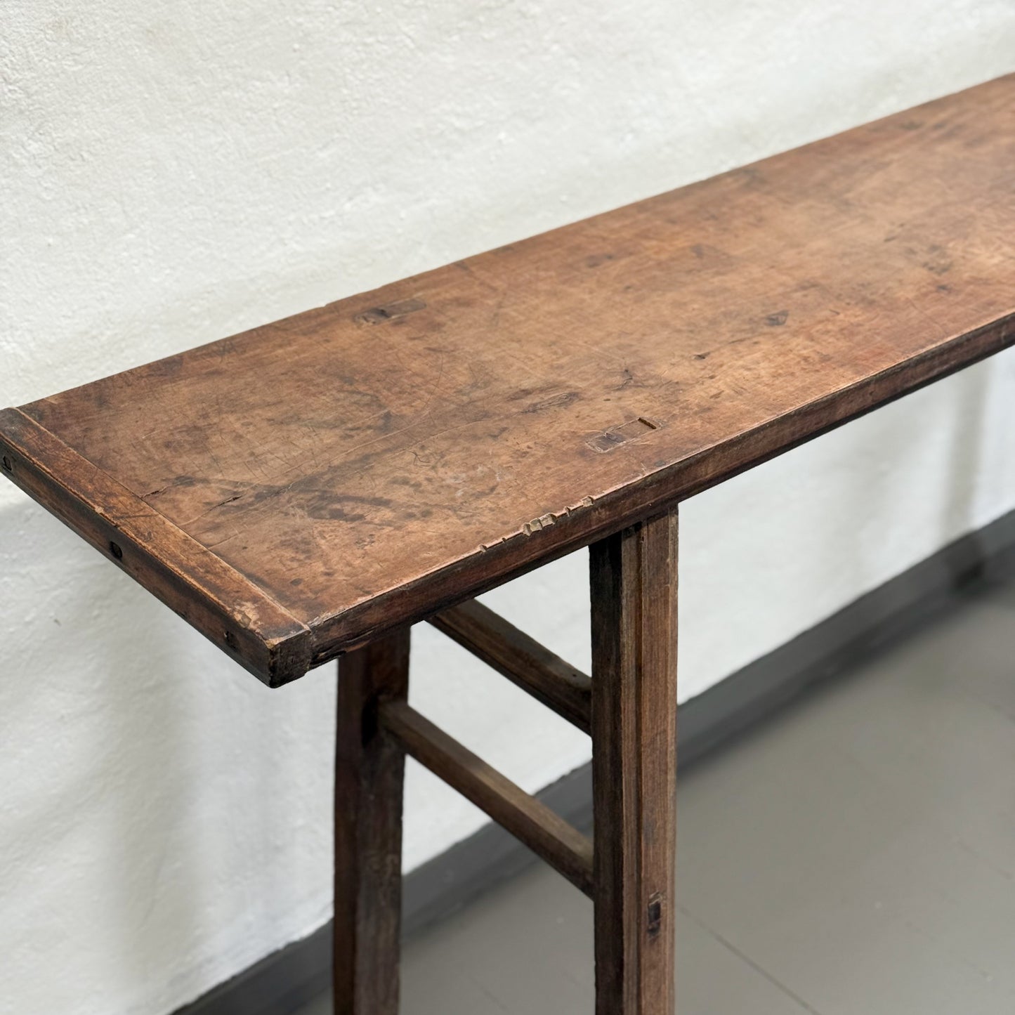 Simple Stained Elm Console Table
