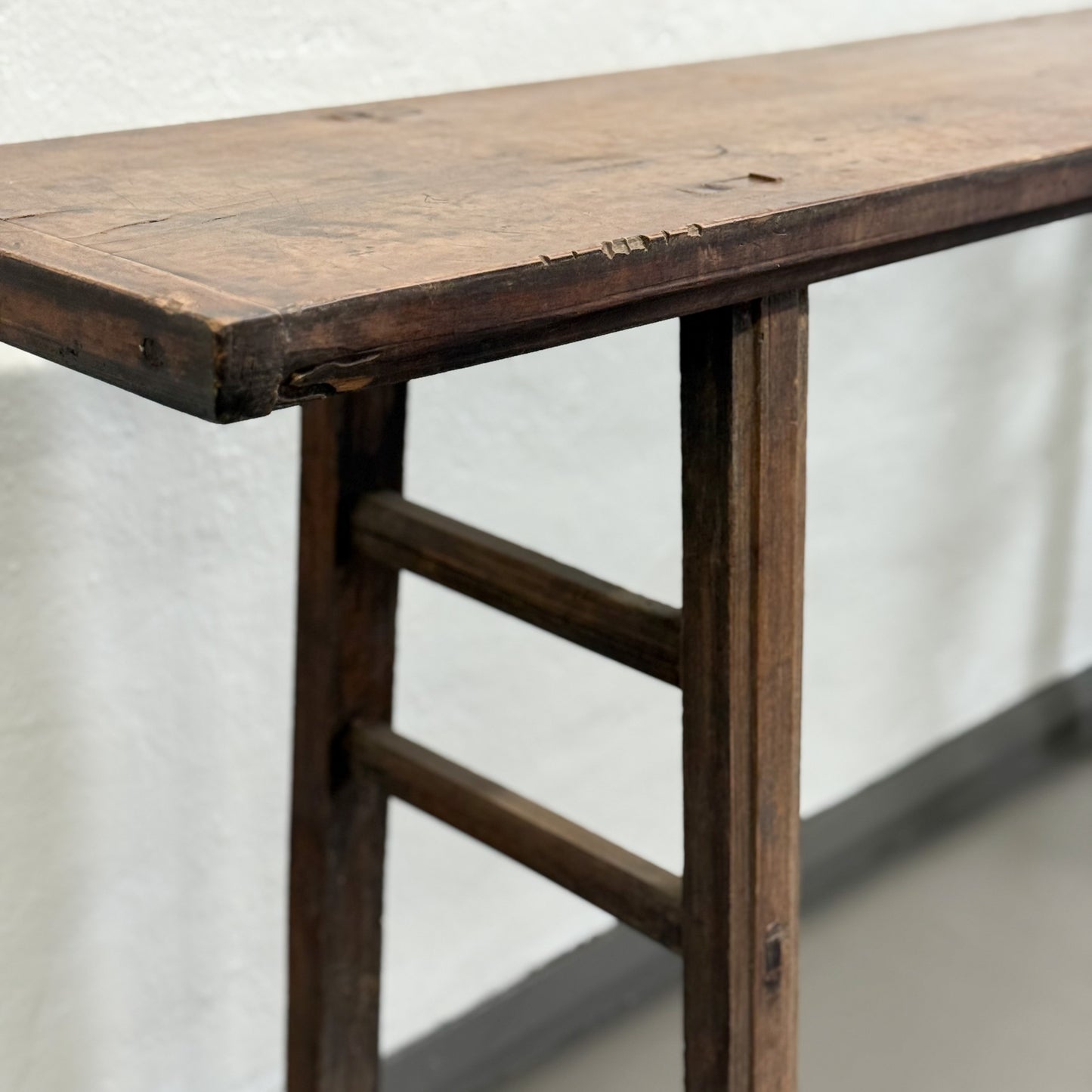 Simple Stained Elm Console Table