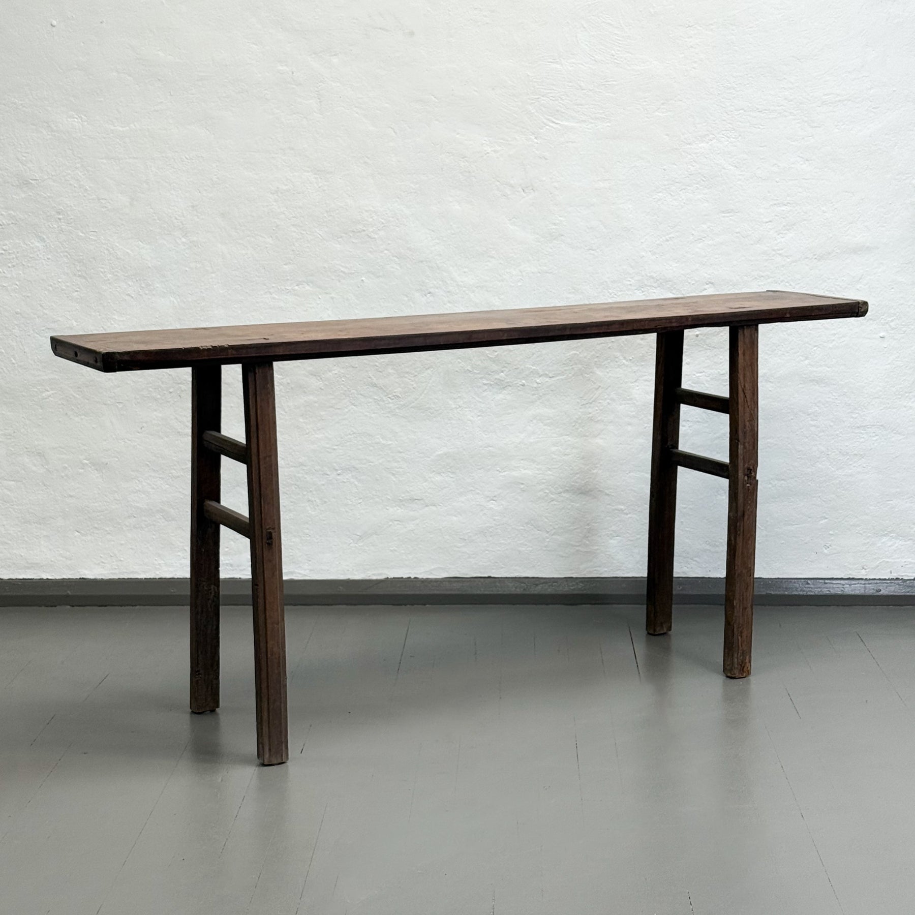 Simple Stained Elm Console Table