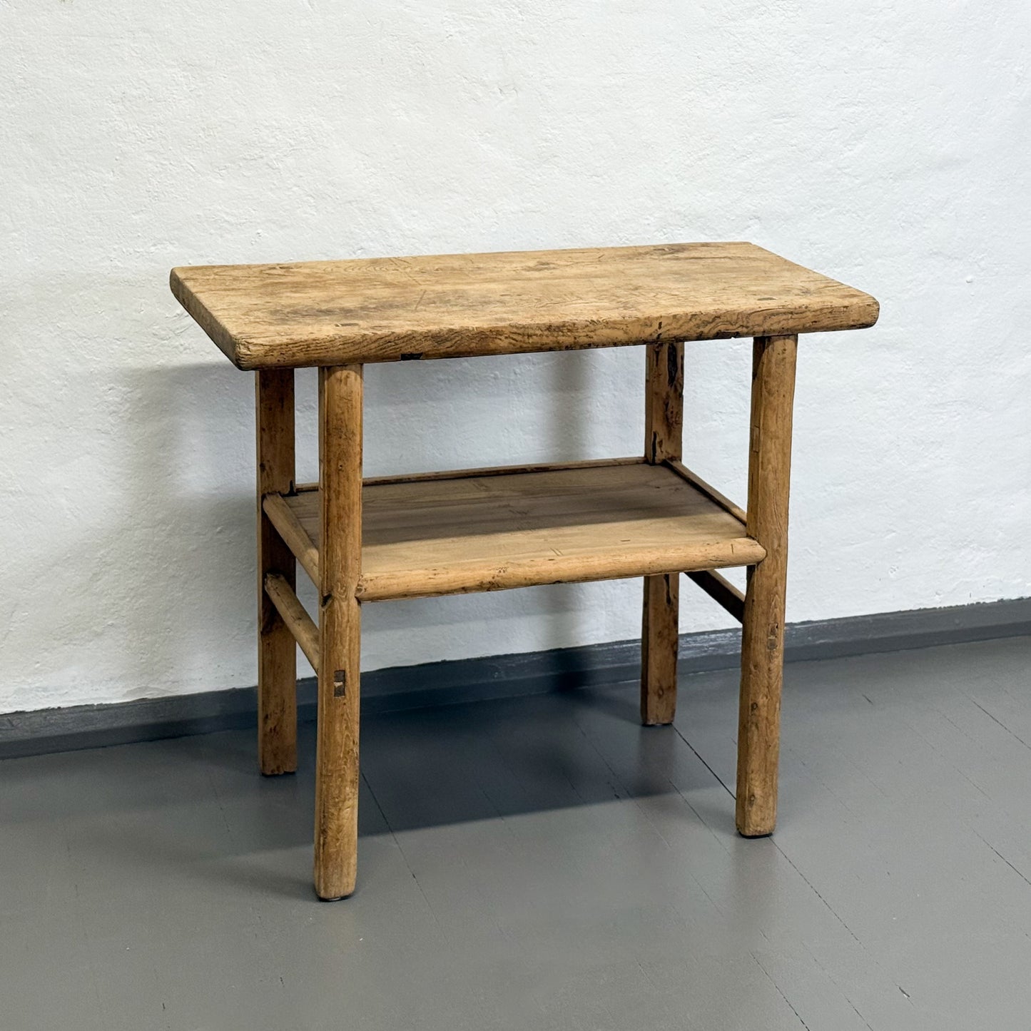 Raw Elm Table with Shelf