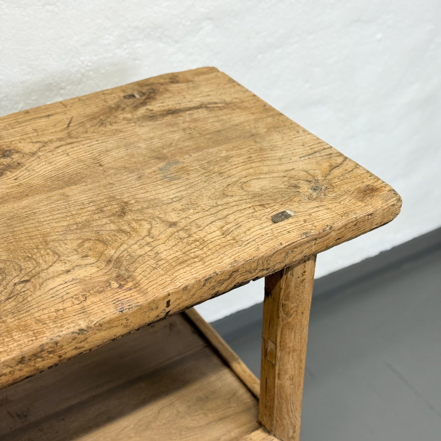 Raw Elm Table with Shelf
