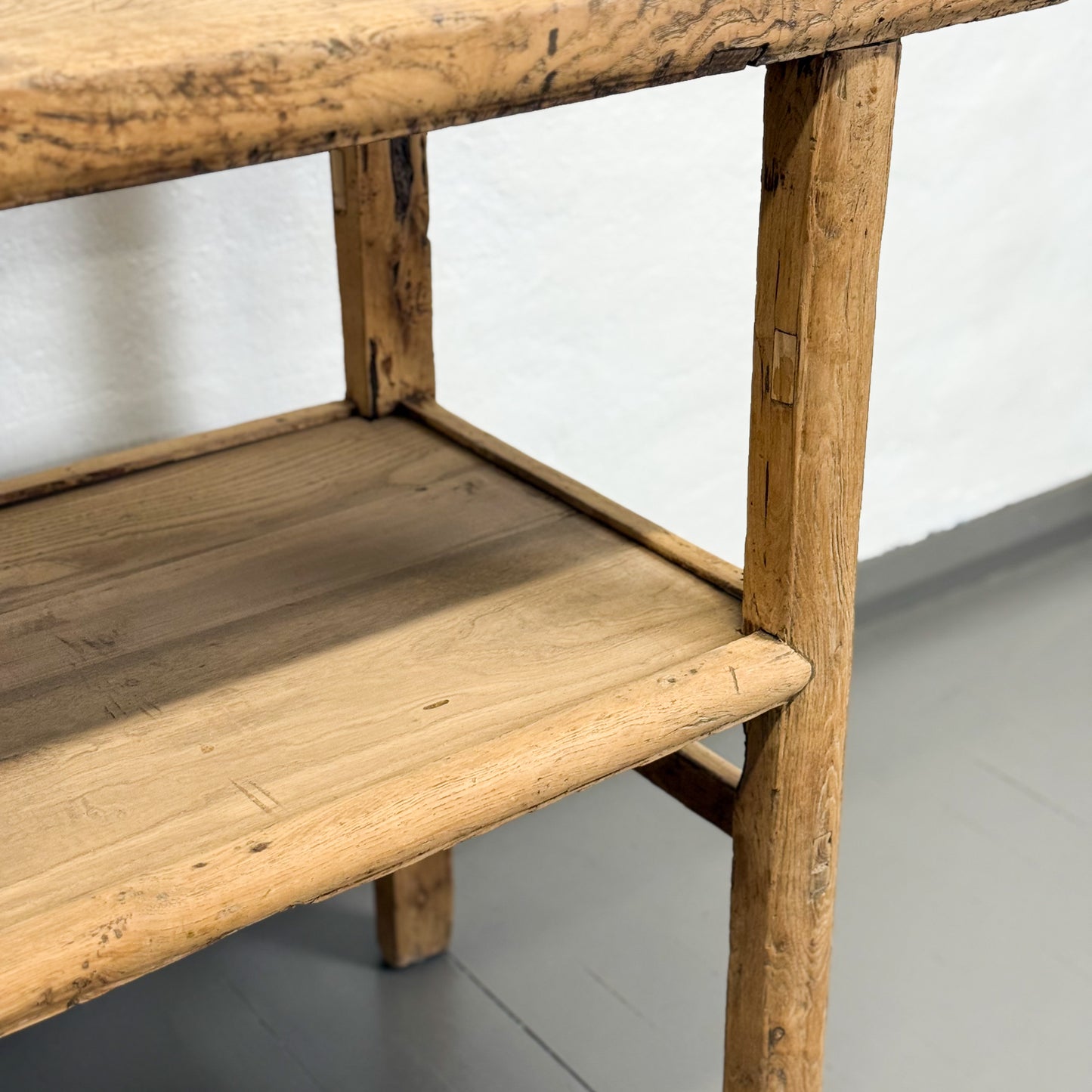 Raw Elm Table with Shelf
