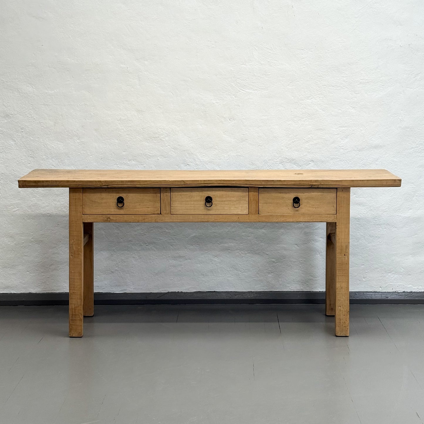 Simple Pear Wood 3 Drawer Console Table