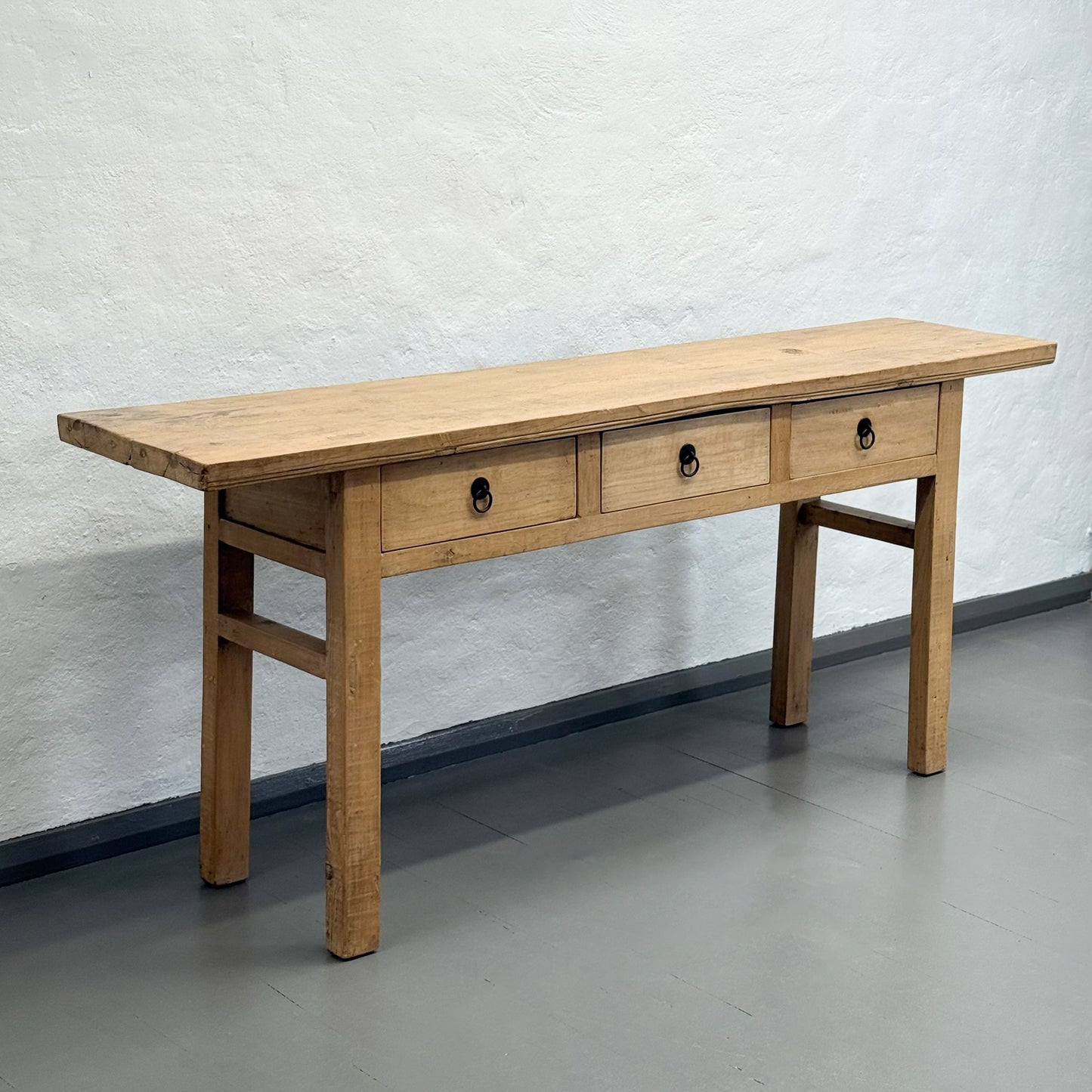 Simple Pear Wood 3 Drawer Console Table
