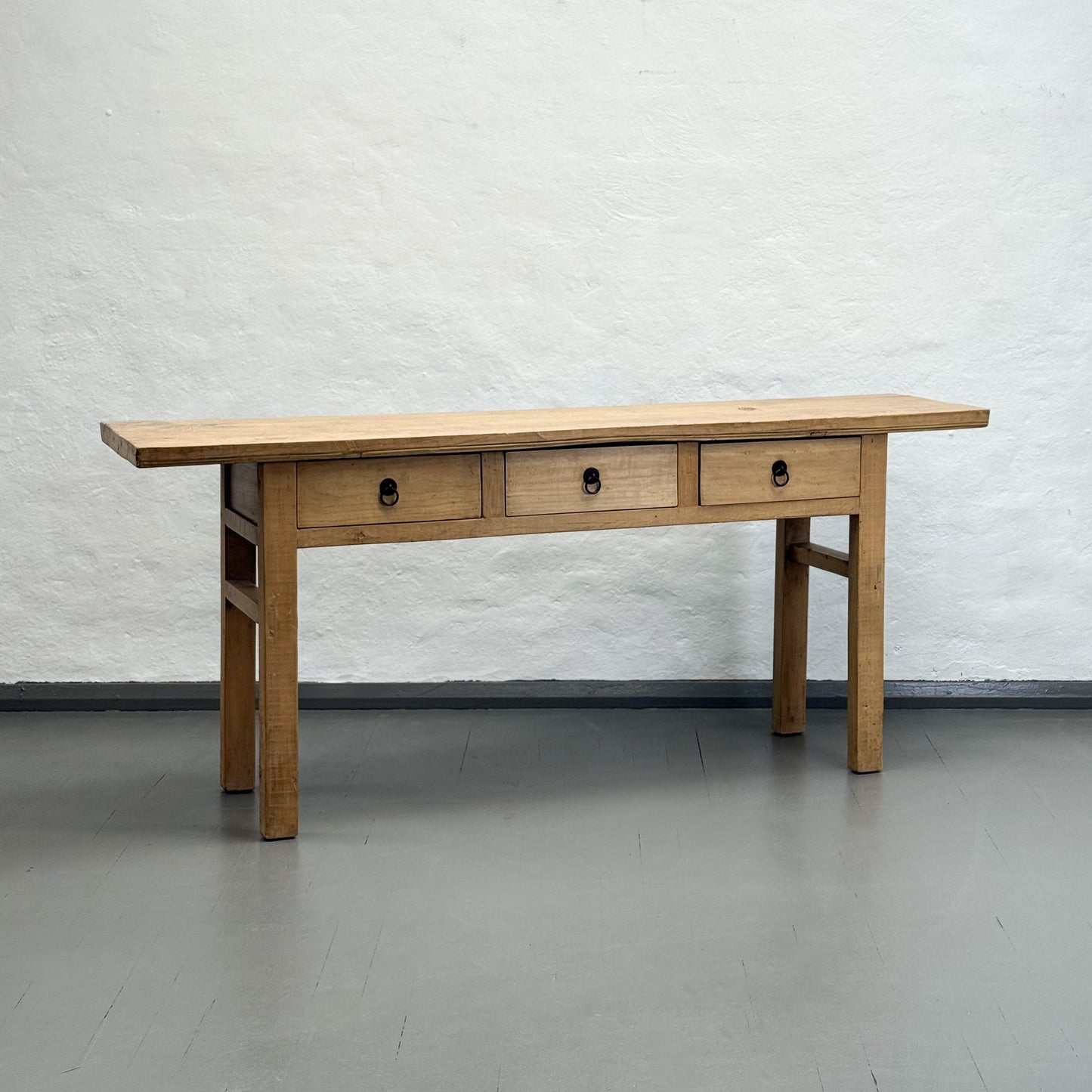 Simple Pear Wood 3 Drawer Console Table