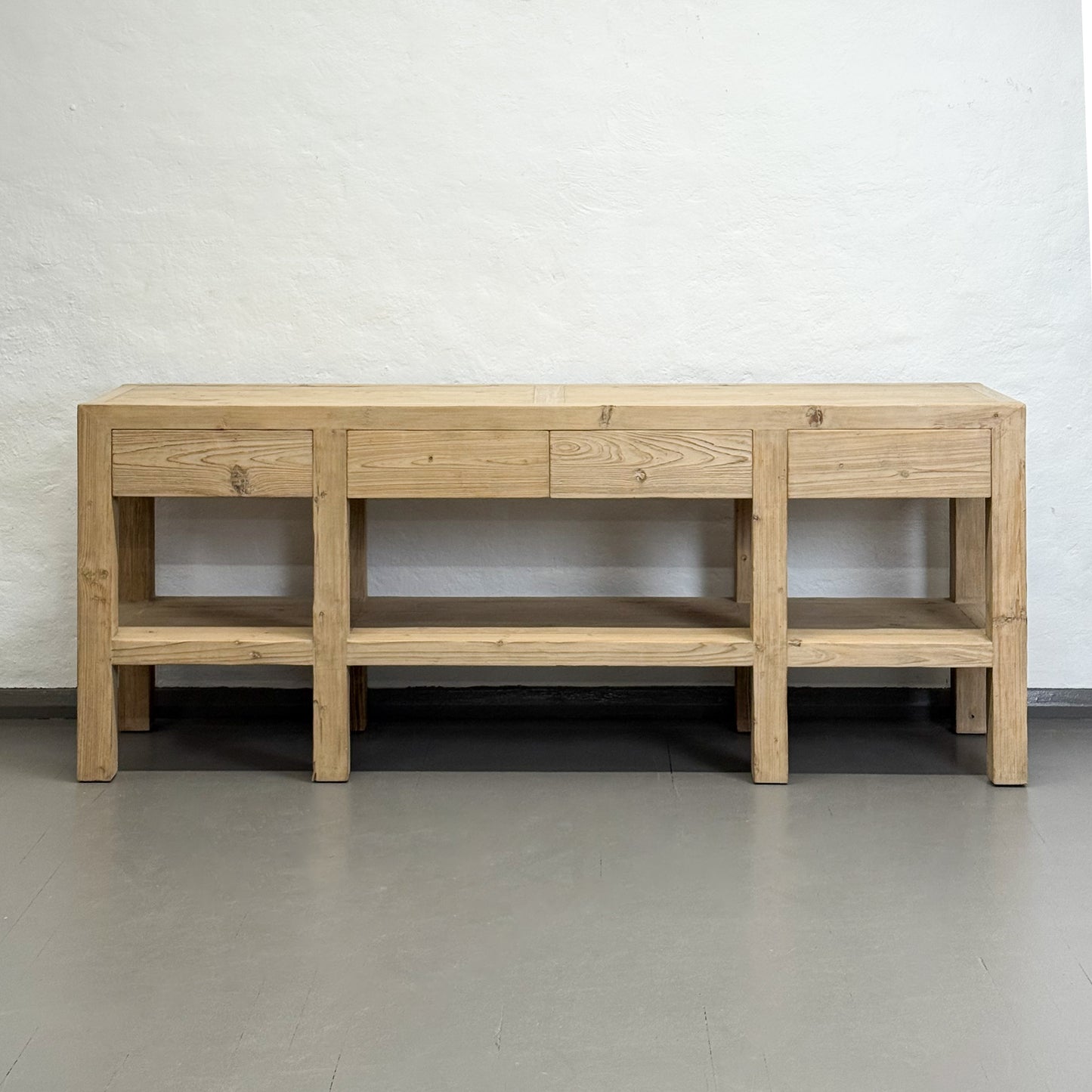 Simple 4 Drawer Console Table with Shelf