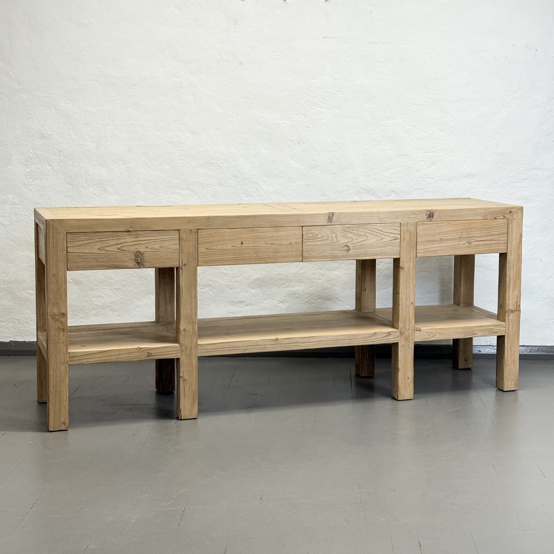 Simple 4 Drawer Console Table with Shelf