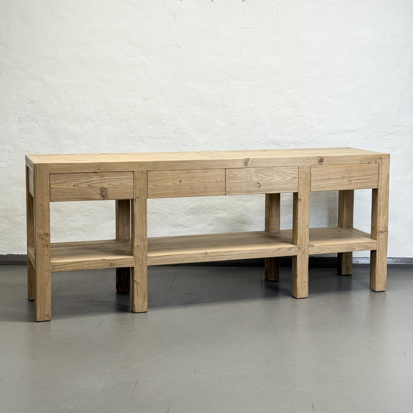 Simple 4 Drawer Console Table with Shelf