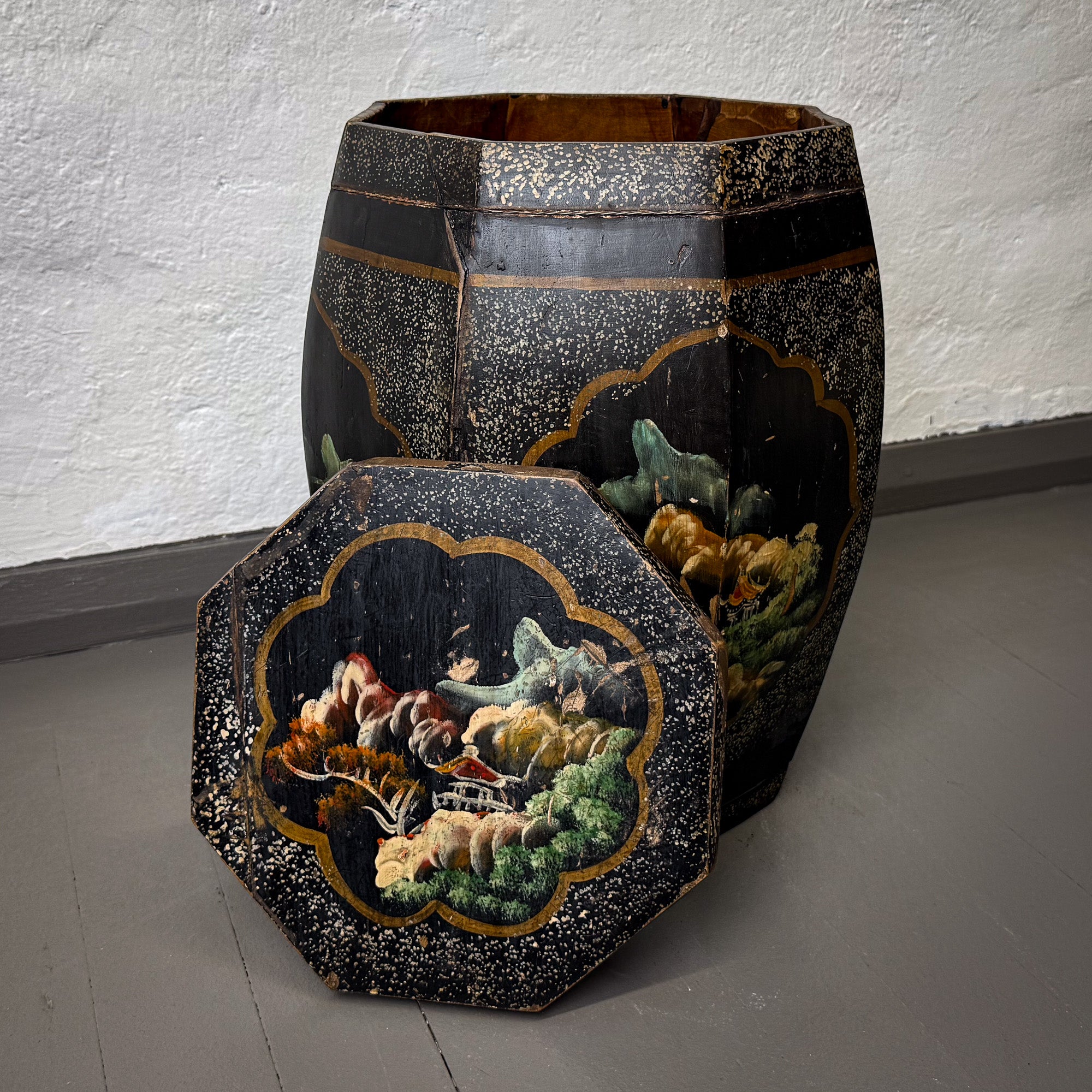 Hexagonal Painted Rice Box