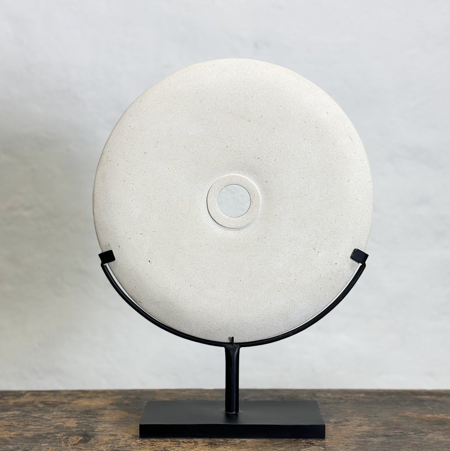 White Stone Disc on Stand