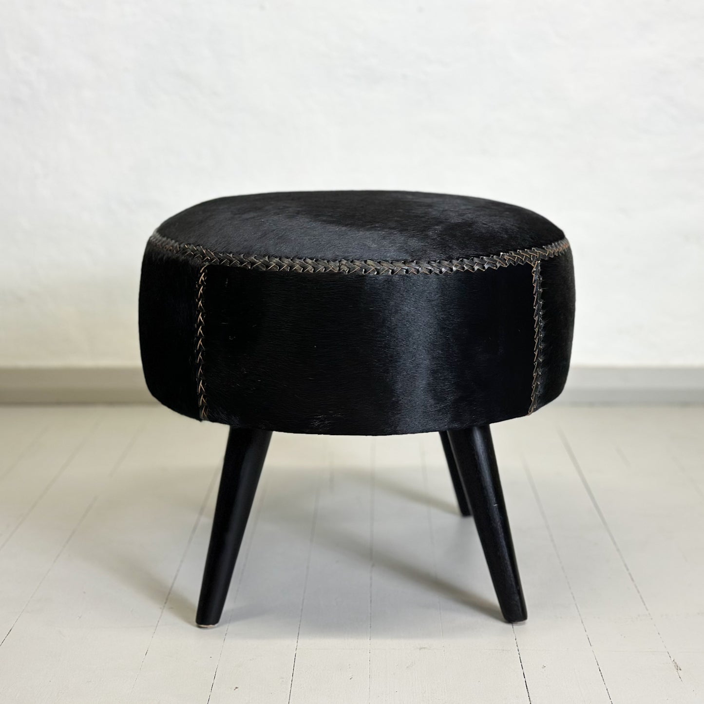 Round Cowhide Ottoman