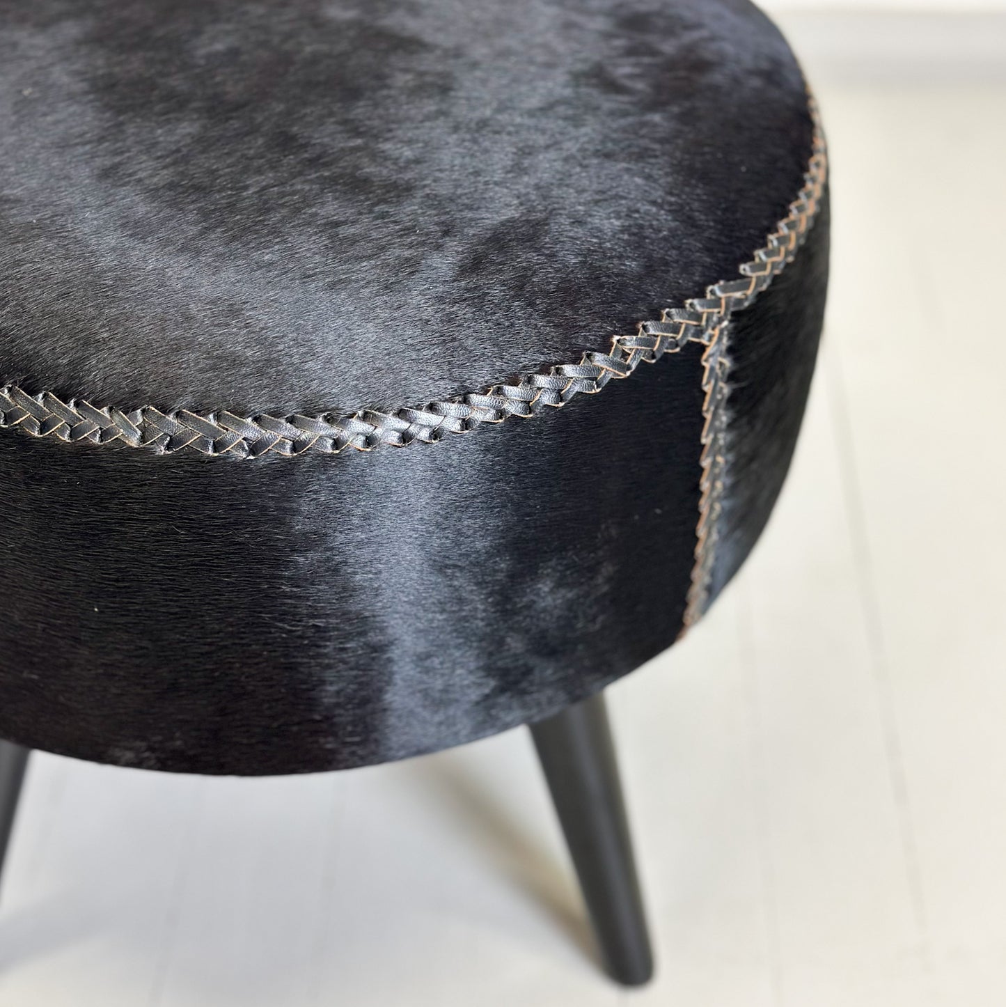Round Cowhide Ottoman