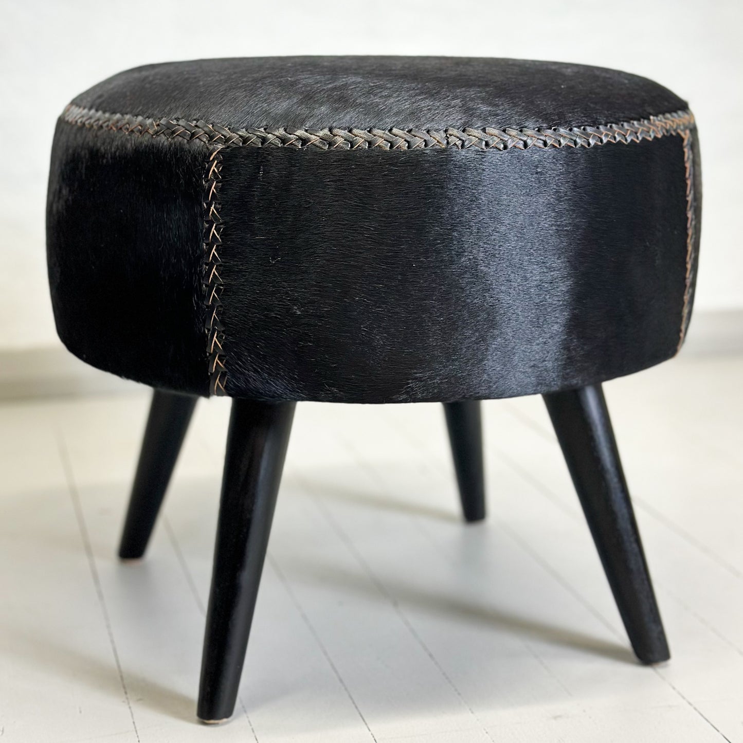 Round Cowhide Ottoman