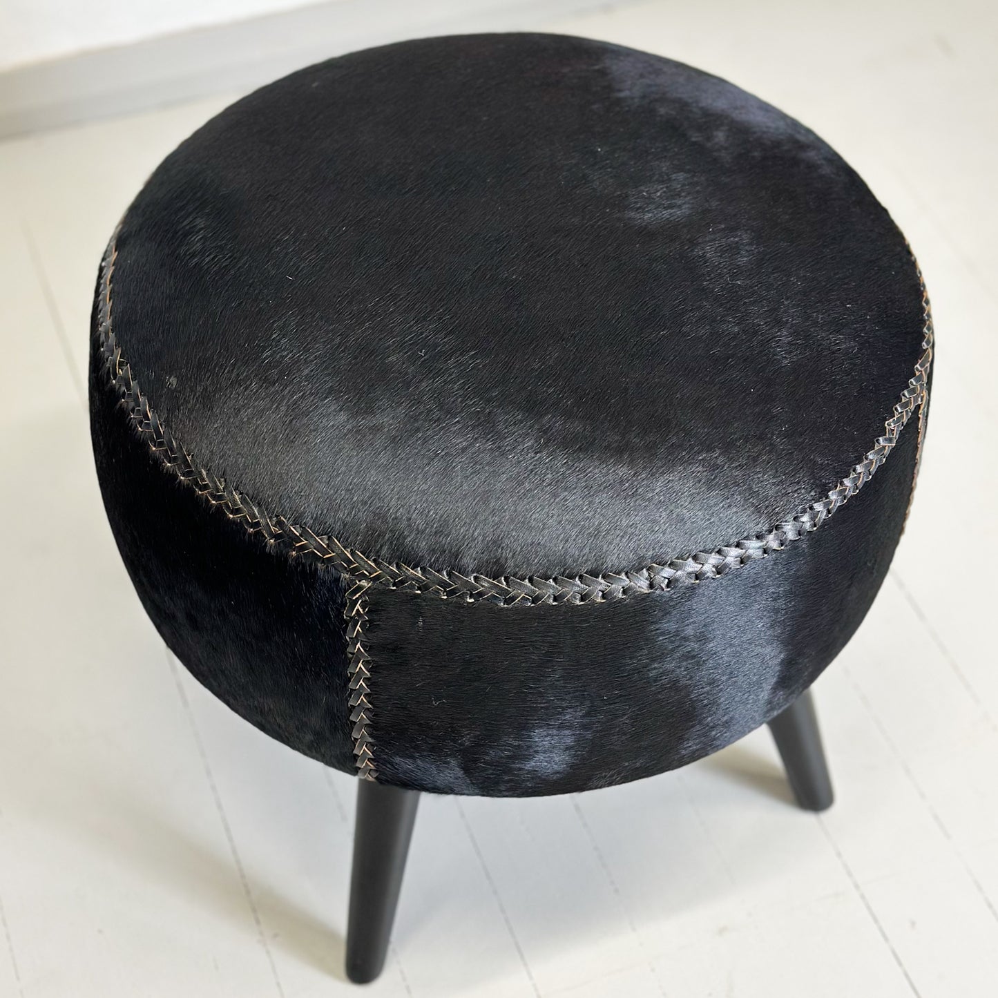 Round Cowhide Ottoman