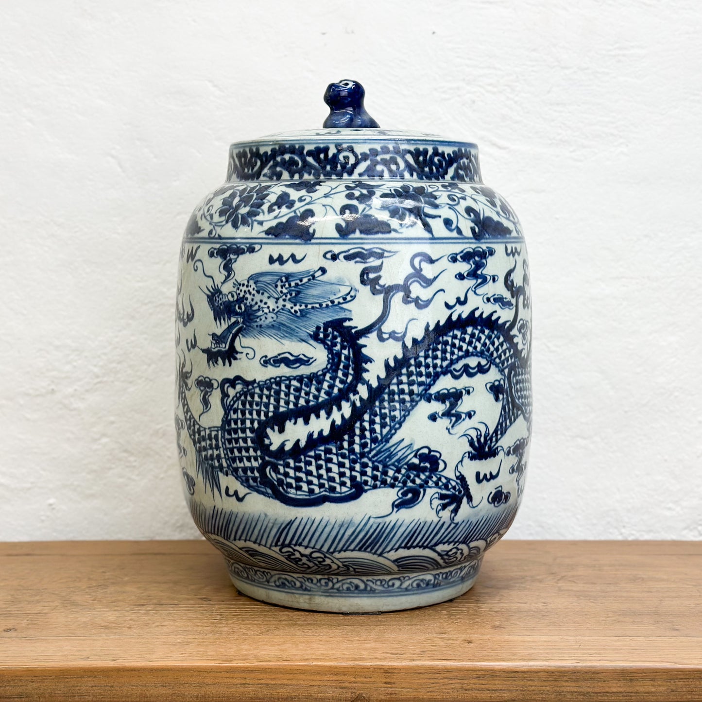 Dragon Porcelain Melon Jar with Lion Handle