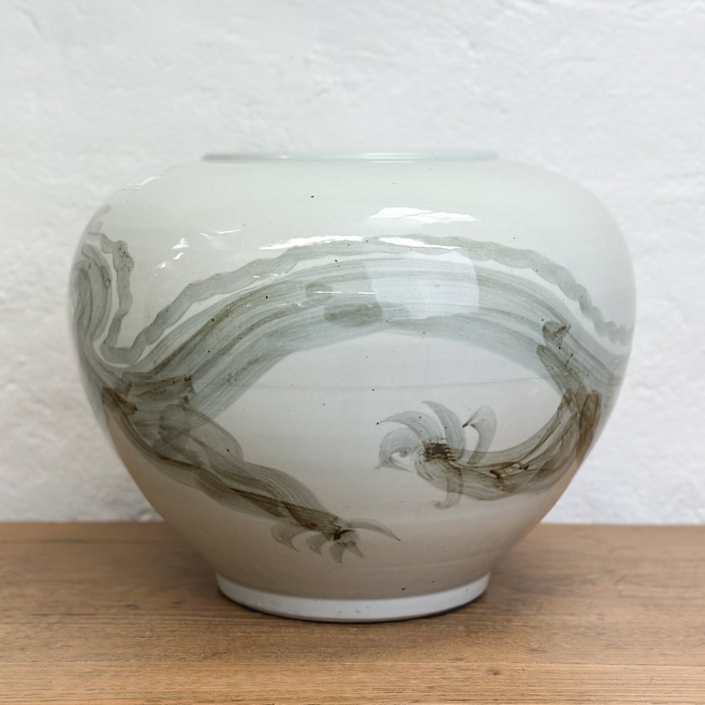 Moon Vase with Hand-Painted Dragon