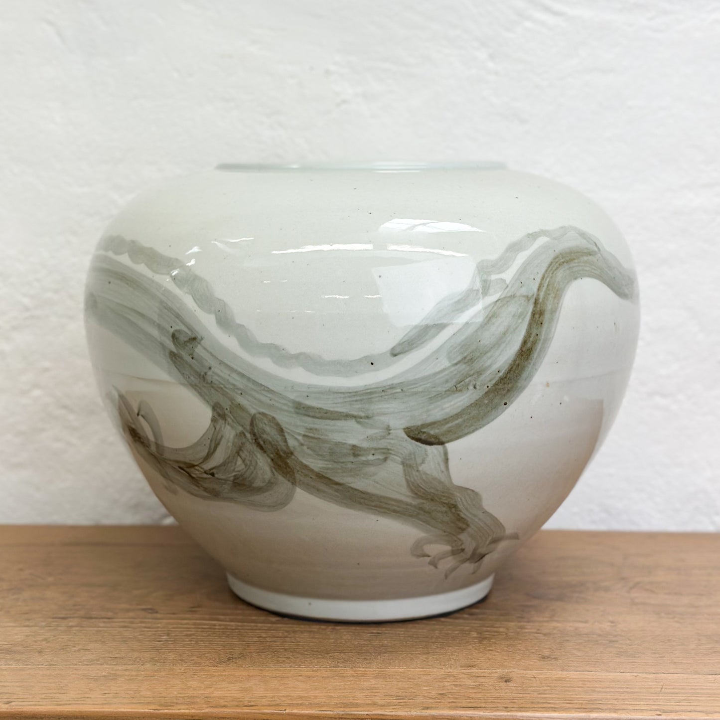 Moon Vase with Hand-Painted Dragon