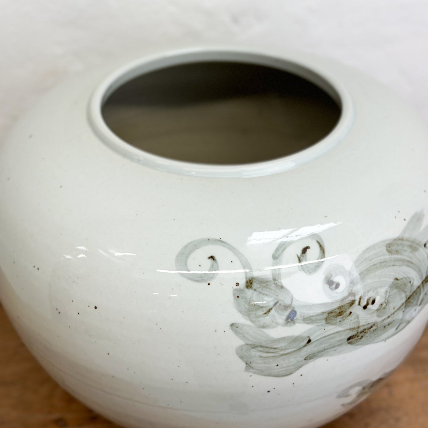 Moon Vase with Hand-Painted Dragon