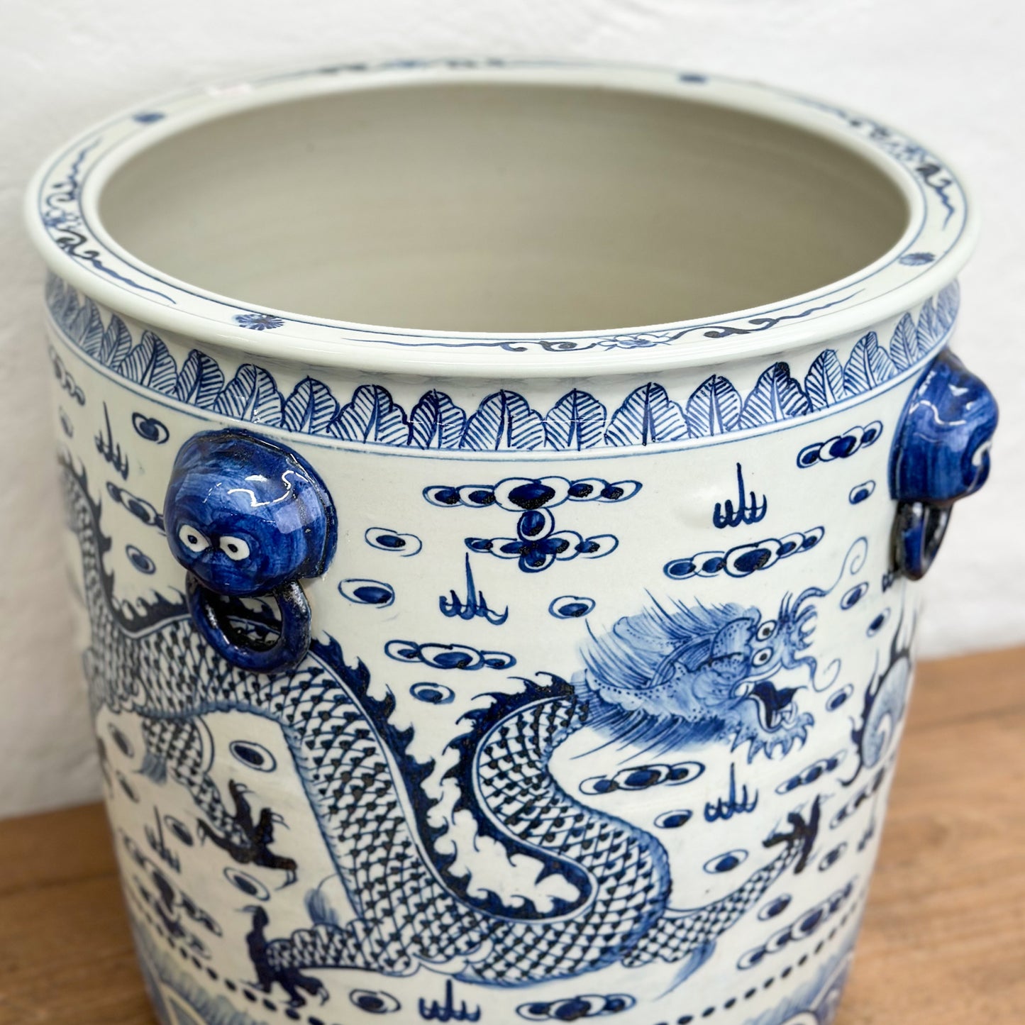 Dragon Porcelain Planter with Lion Handles