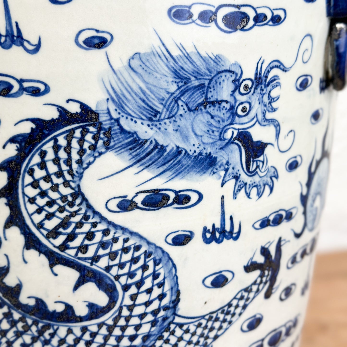Dragon Porcelain Planter with Lion Handles