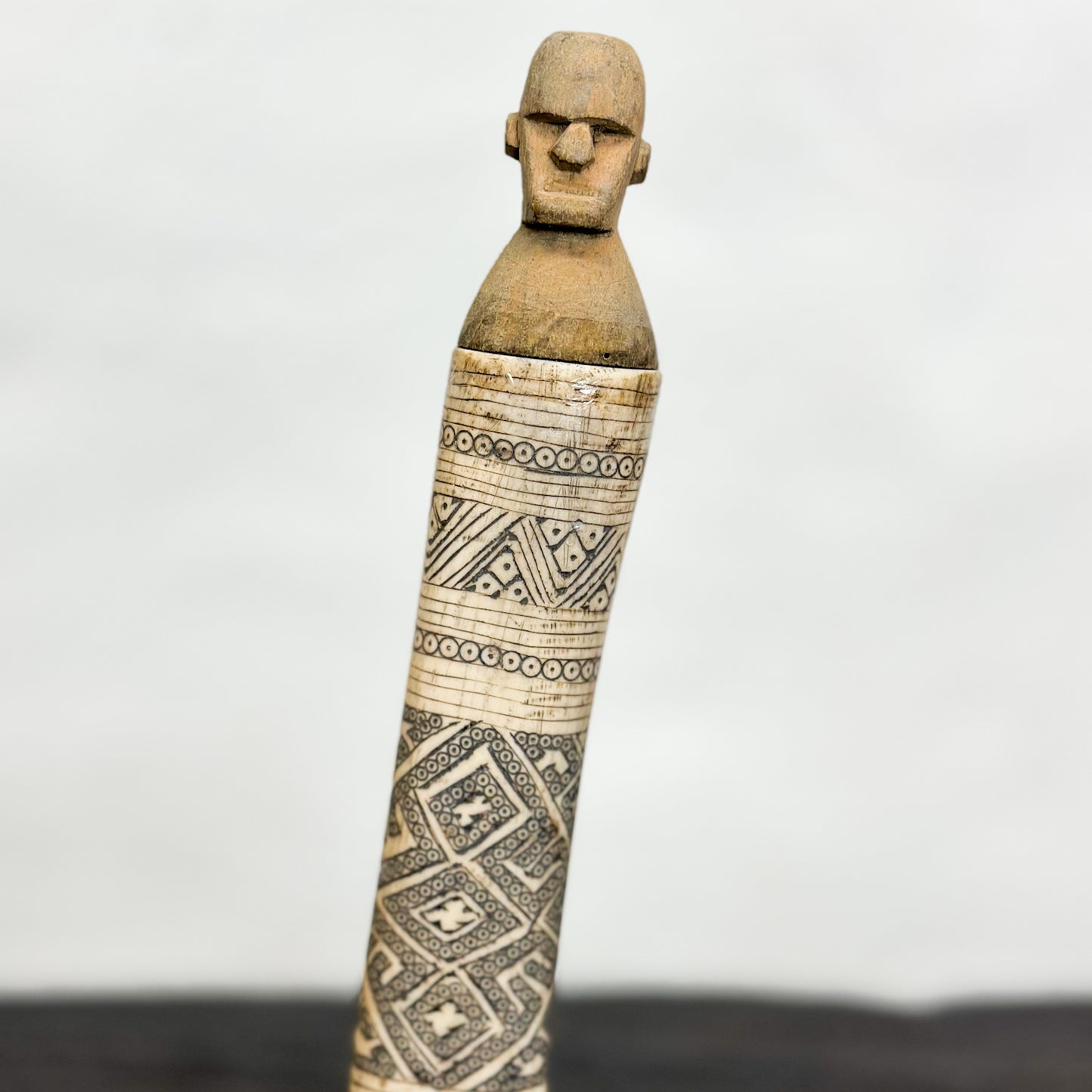 Timor Carved Horn Medicine Container