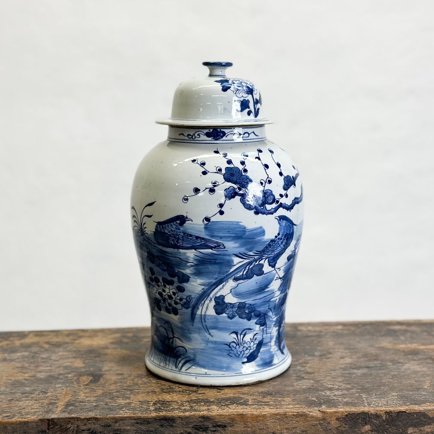 Birds & Flowers Porcelain Temple Jar