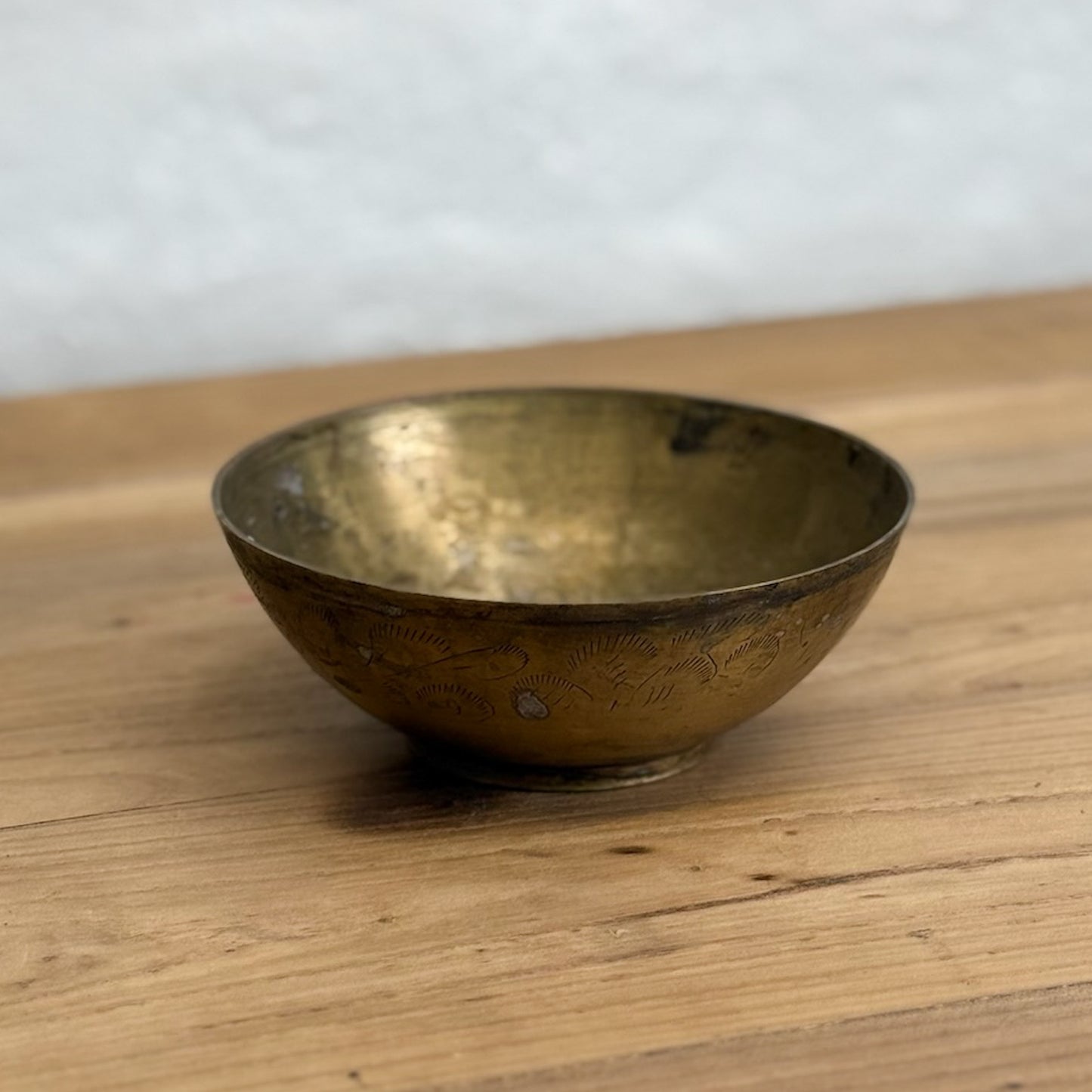 Vintage Etched Brass Bowl