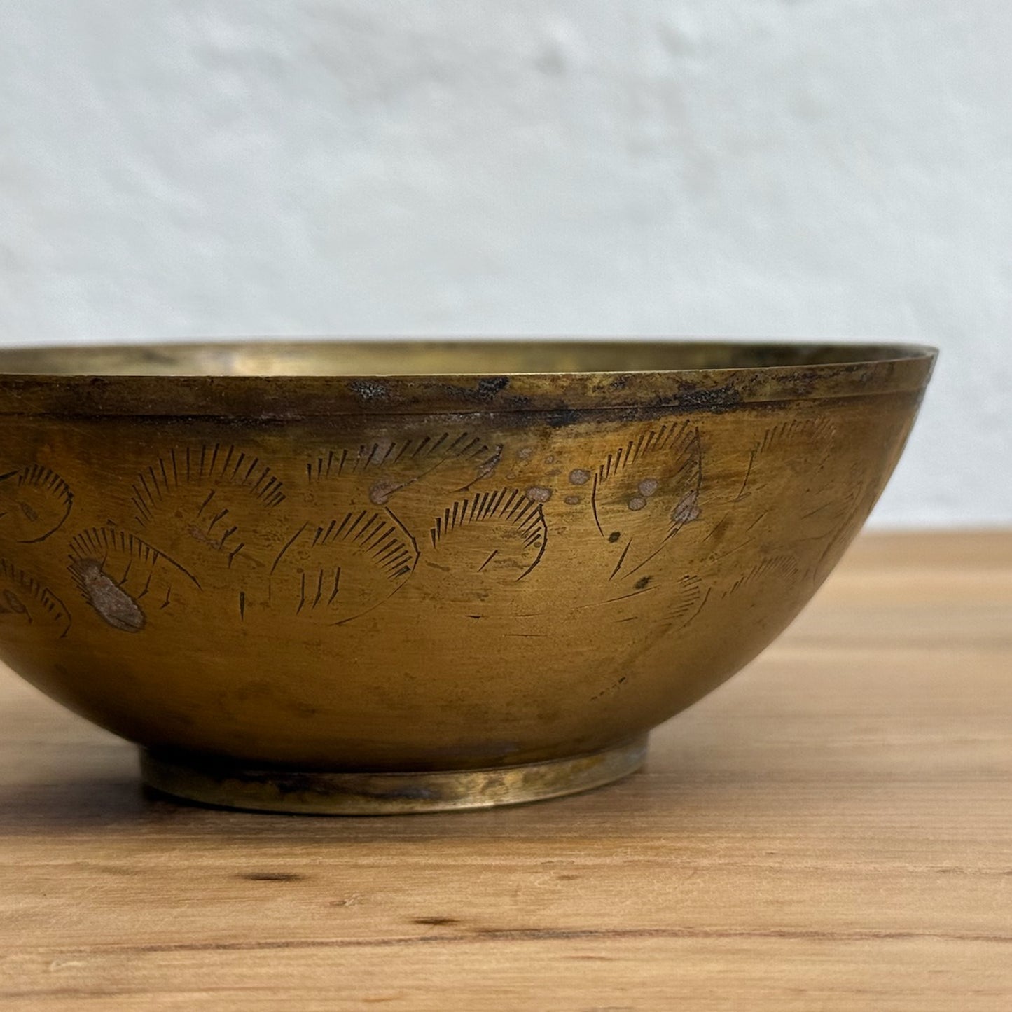 Vintage Etched Brass Bowl