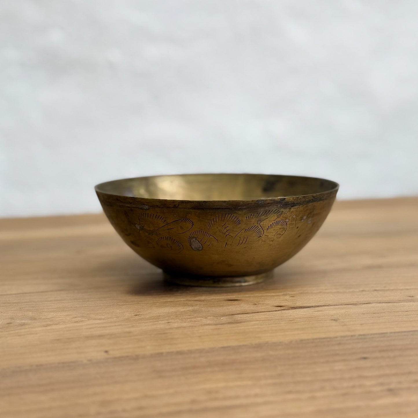 Vintage Etched Brass Bowl