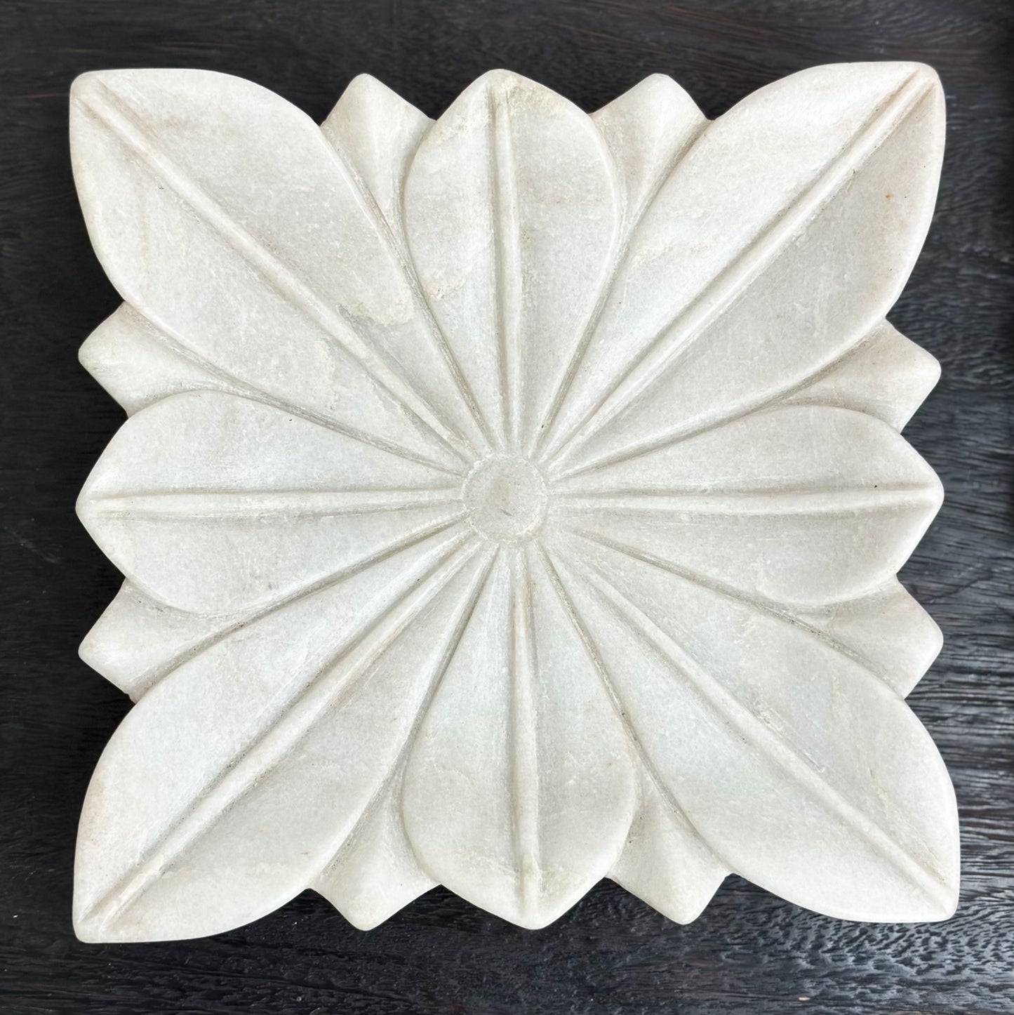 Square Flower Marble Plate