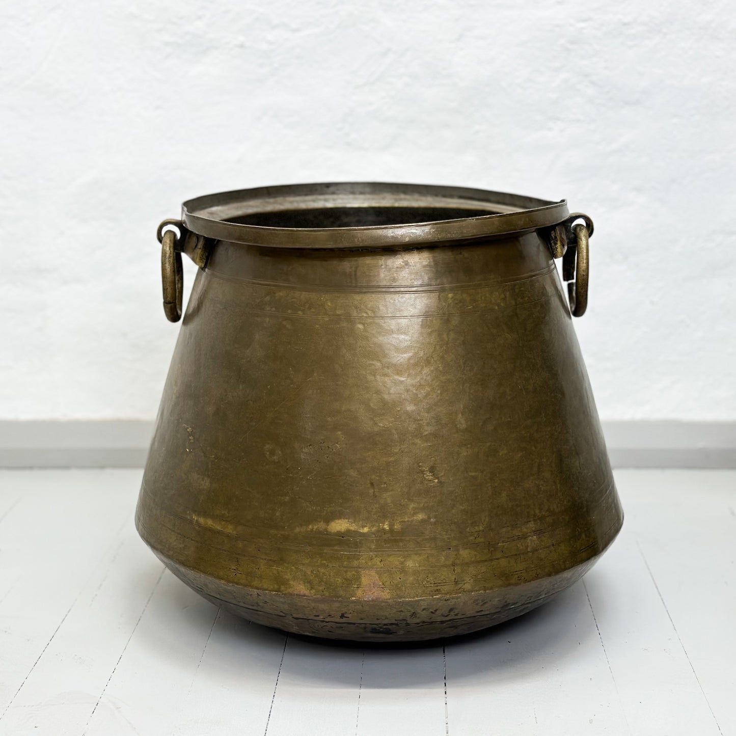 Vintage Tapered Brass Planter Pot with Handles
