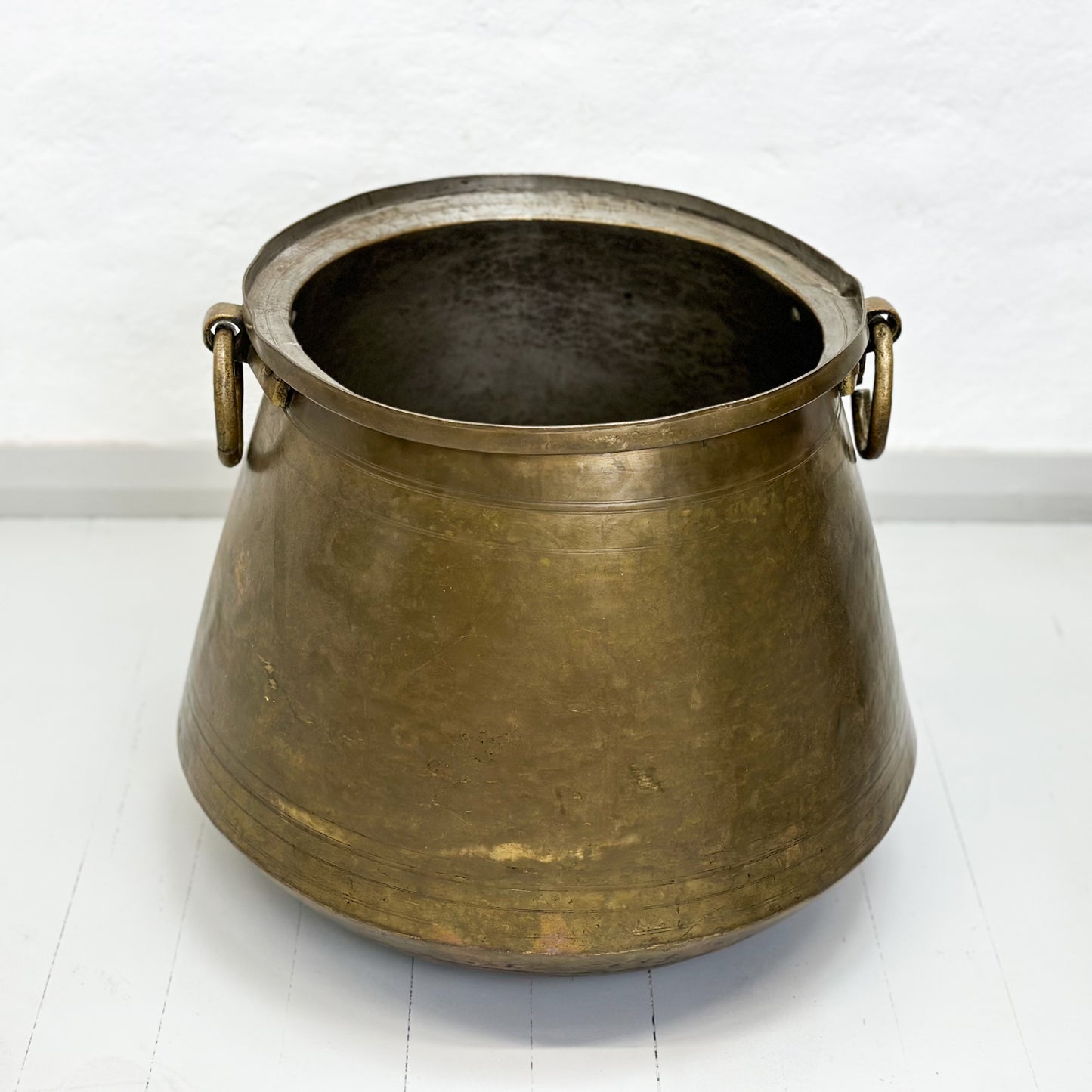 Vintage Tapered Brass Planter Pot with Handles