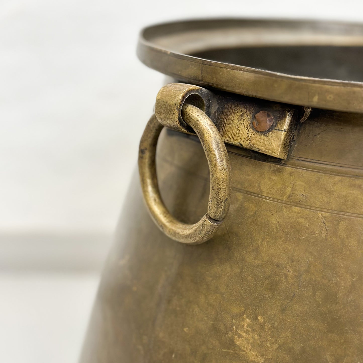 Vintage Tapered Brass Planter Pot with Handles