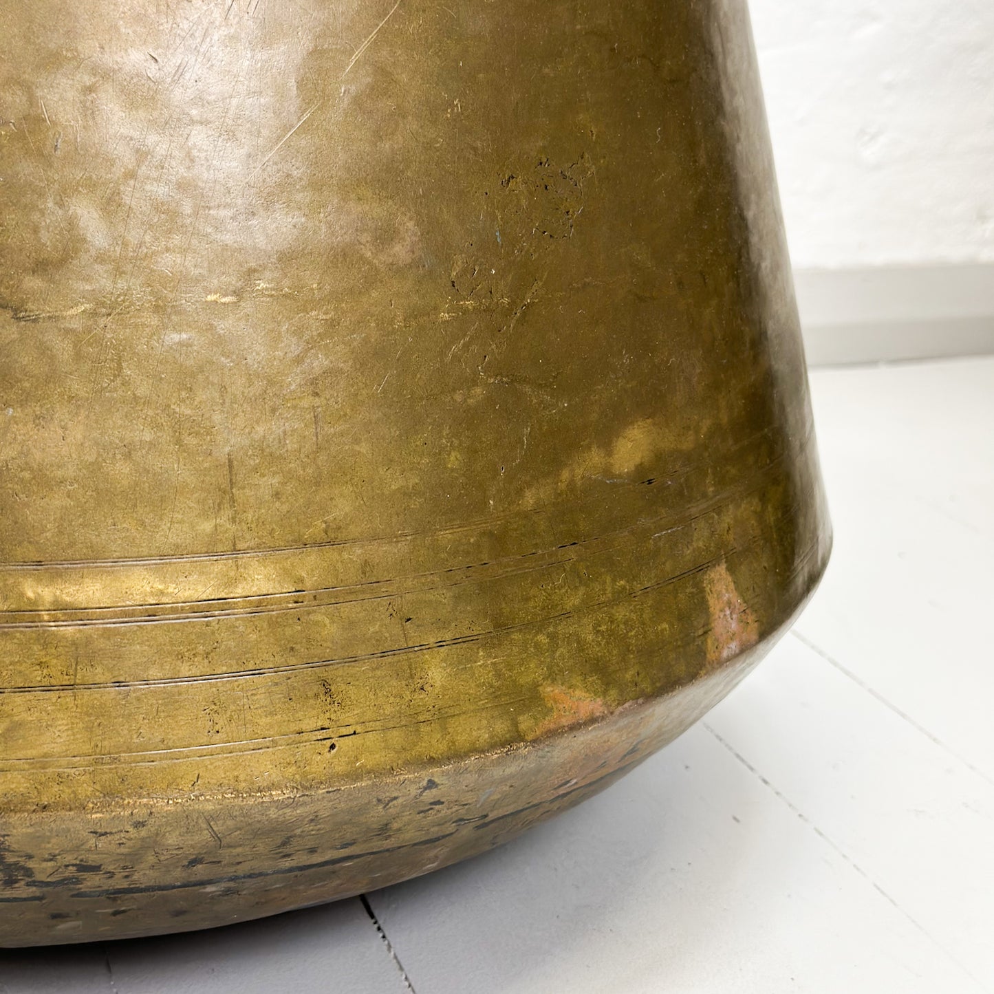 Vintage Tapered Brass Planter Pot with Handles