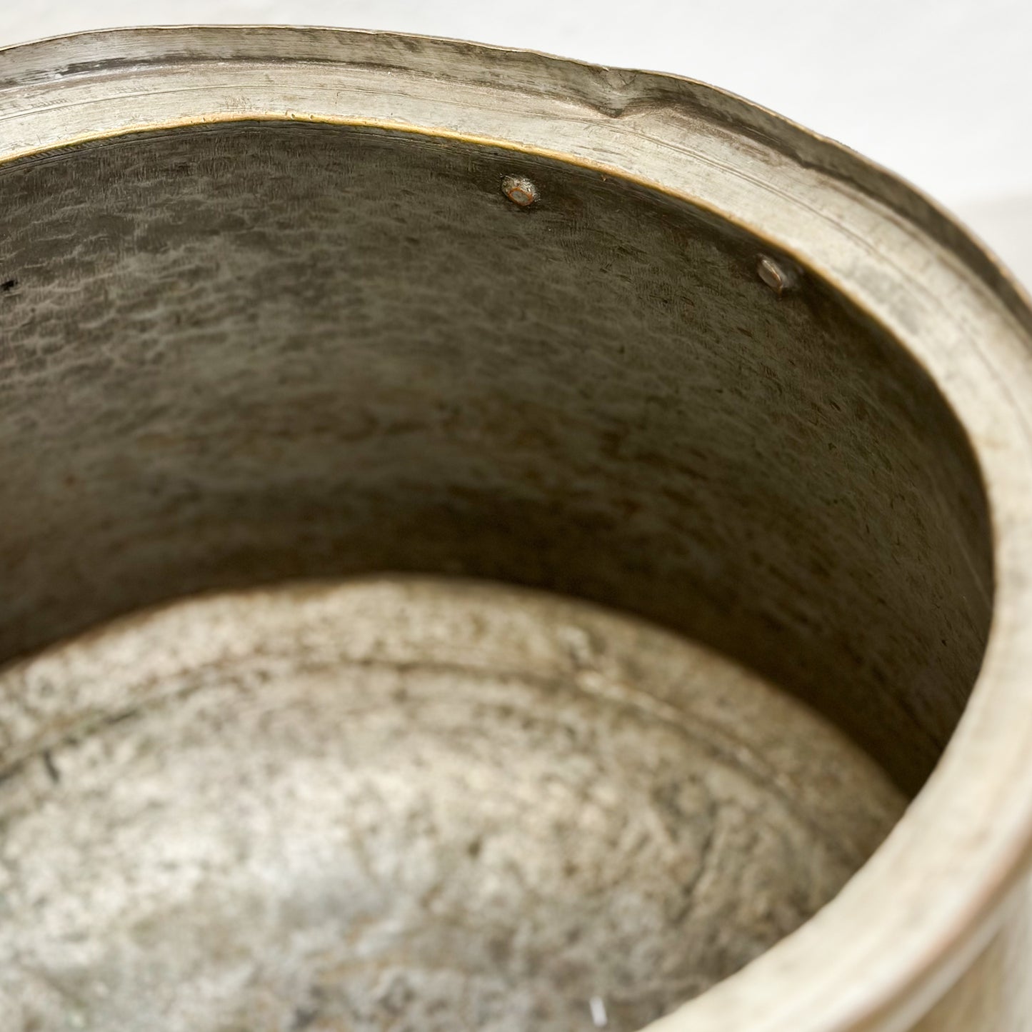 Vintage Tapered Brass Planter Pot with Handles