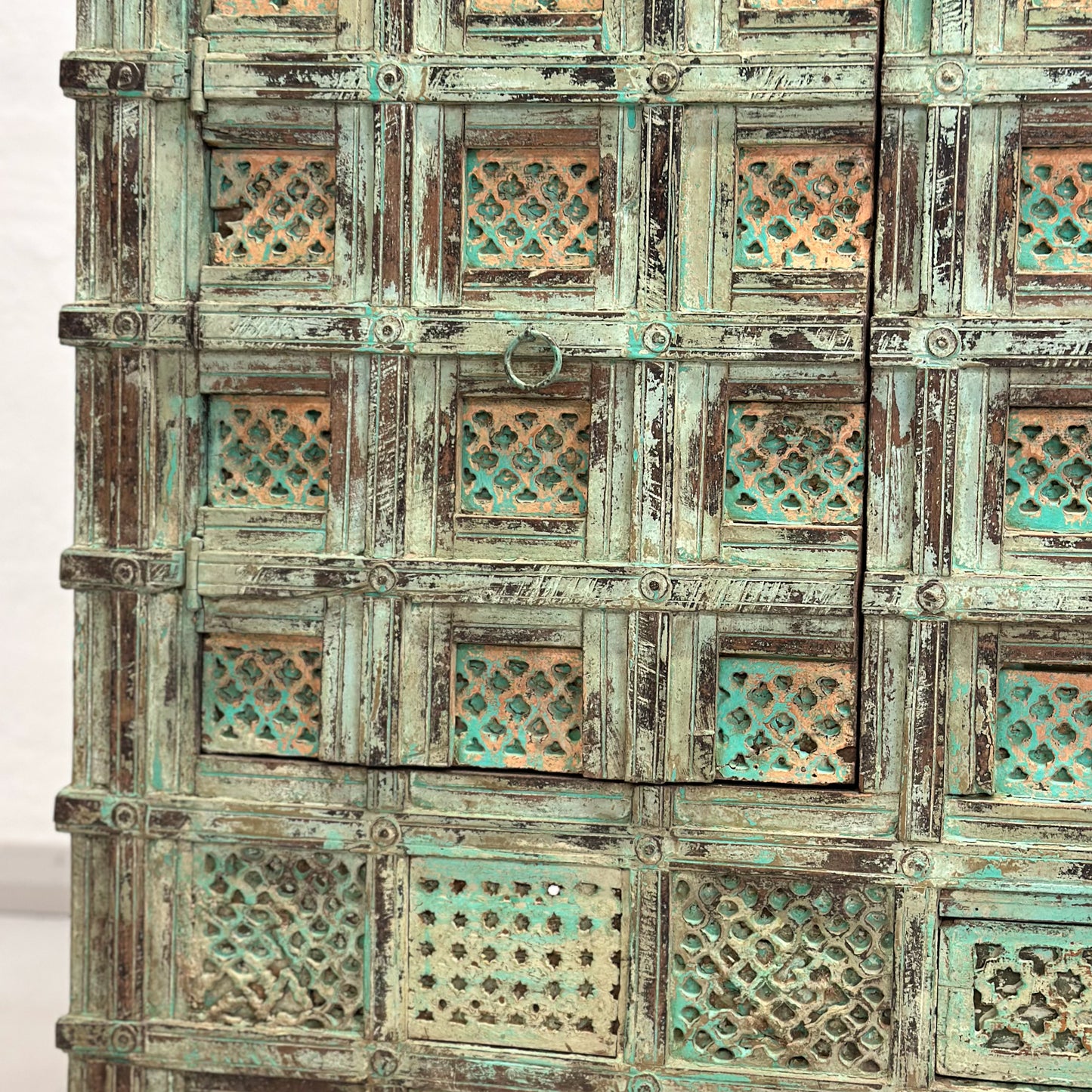 Vintage Painted Pitara Box with Marble Top