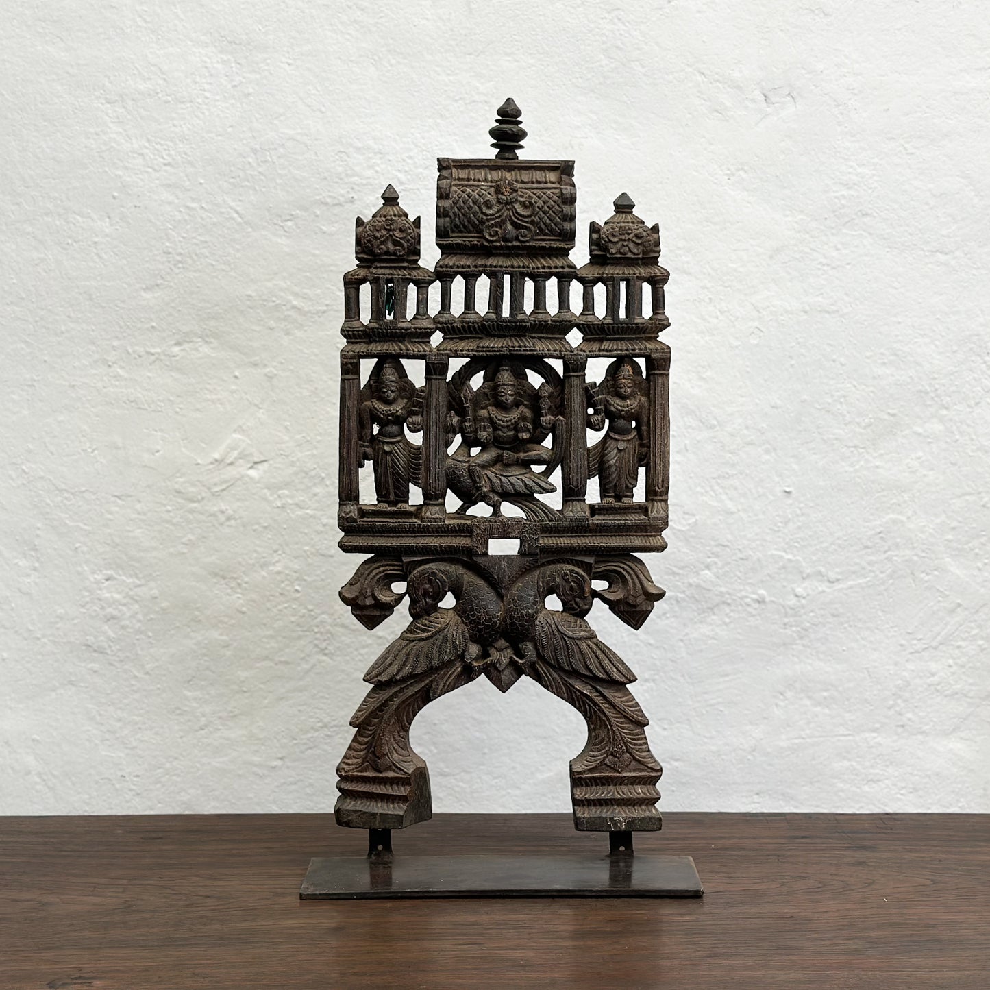 Ornate Timber Temple Panel on Stand