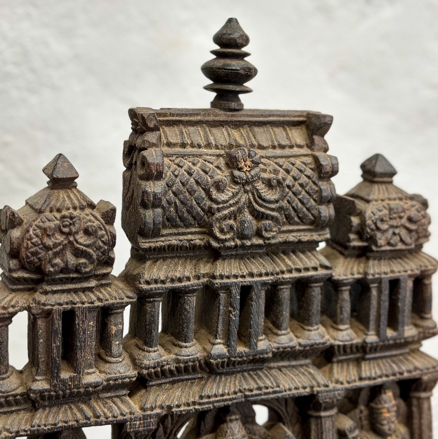 Ornate Timber Temple Panel on Stand