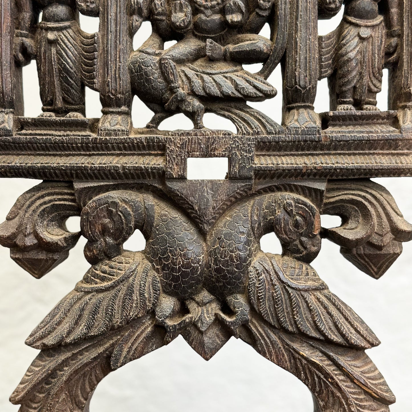 Ornate Timber Temple Panel on Stand