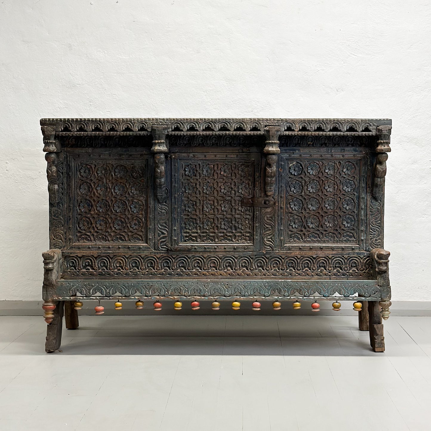 Ornate Carved & Painted Majuce Chest