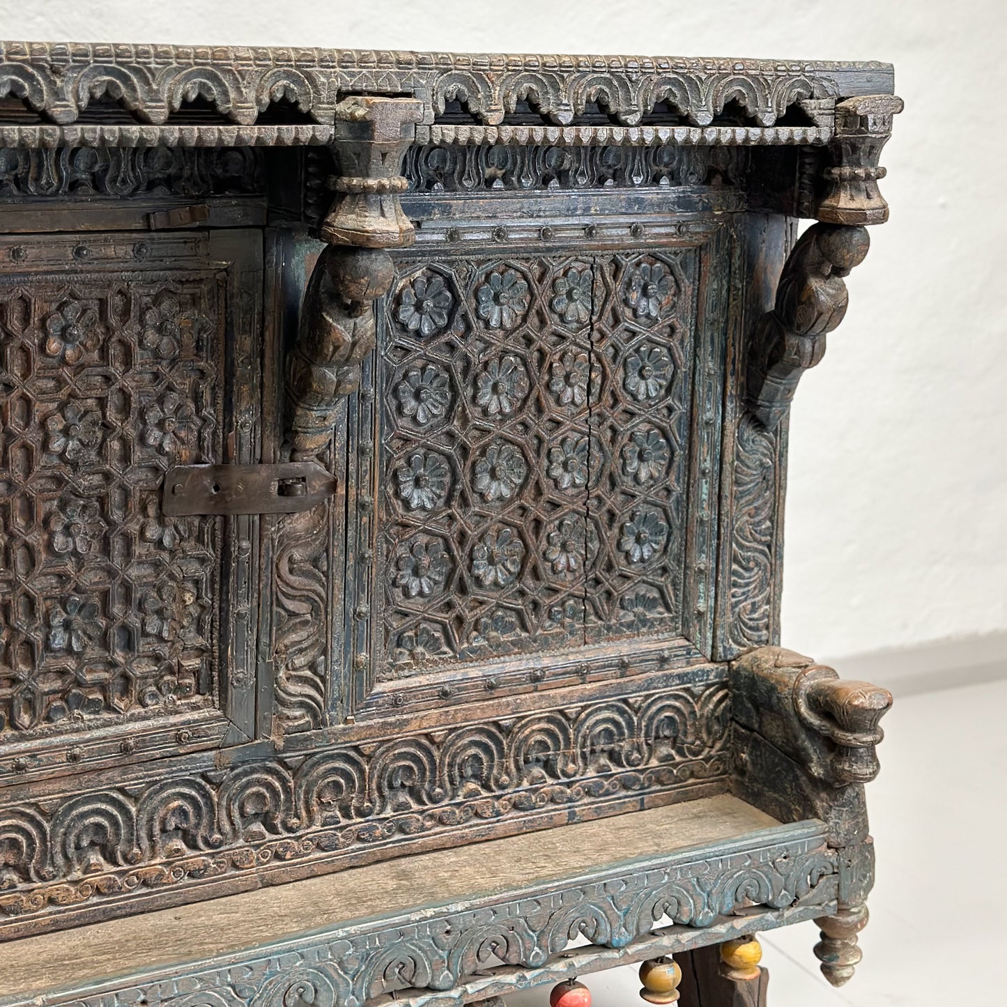 Ornate Carved & Painted Majuce Chest