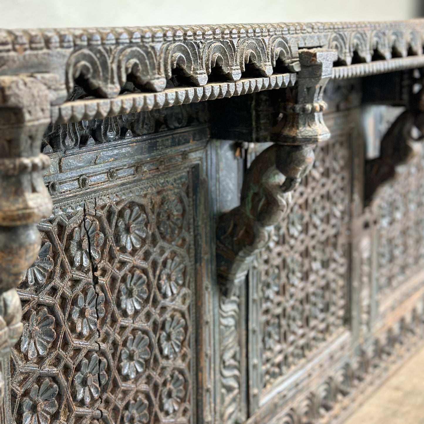 Ornate Carved & Painted Majuce Chest