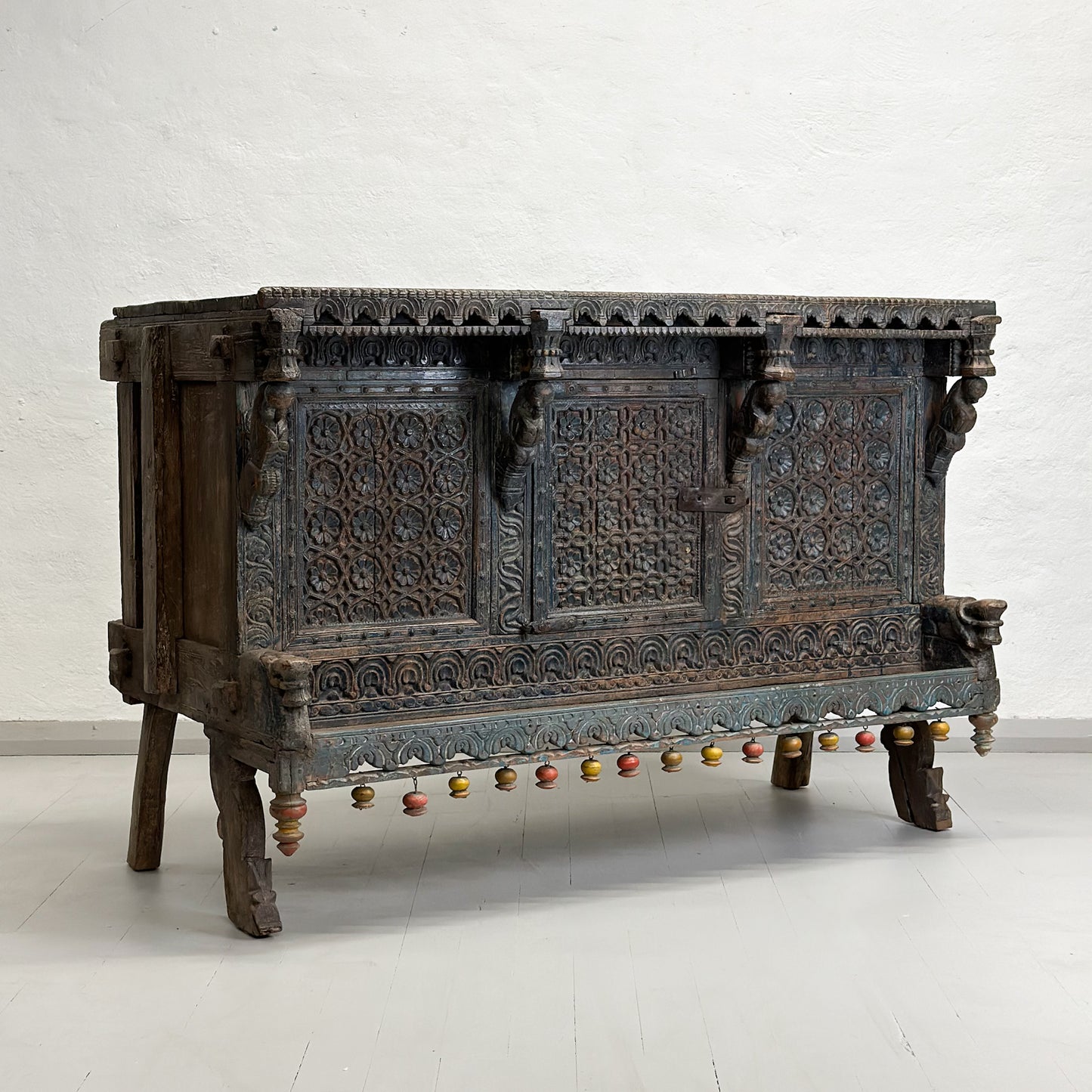 Ornate Carved & Painted Majuce Chest