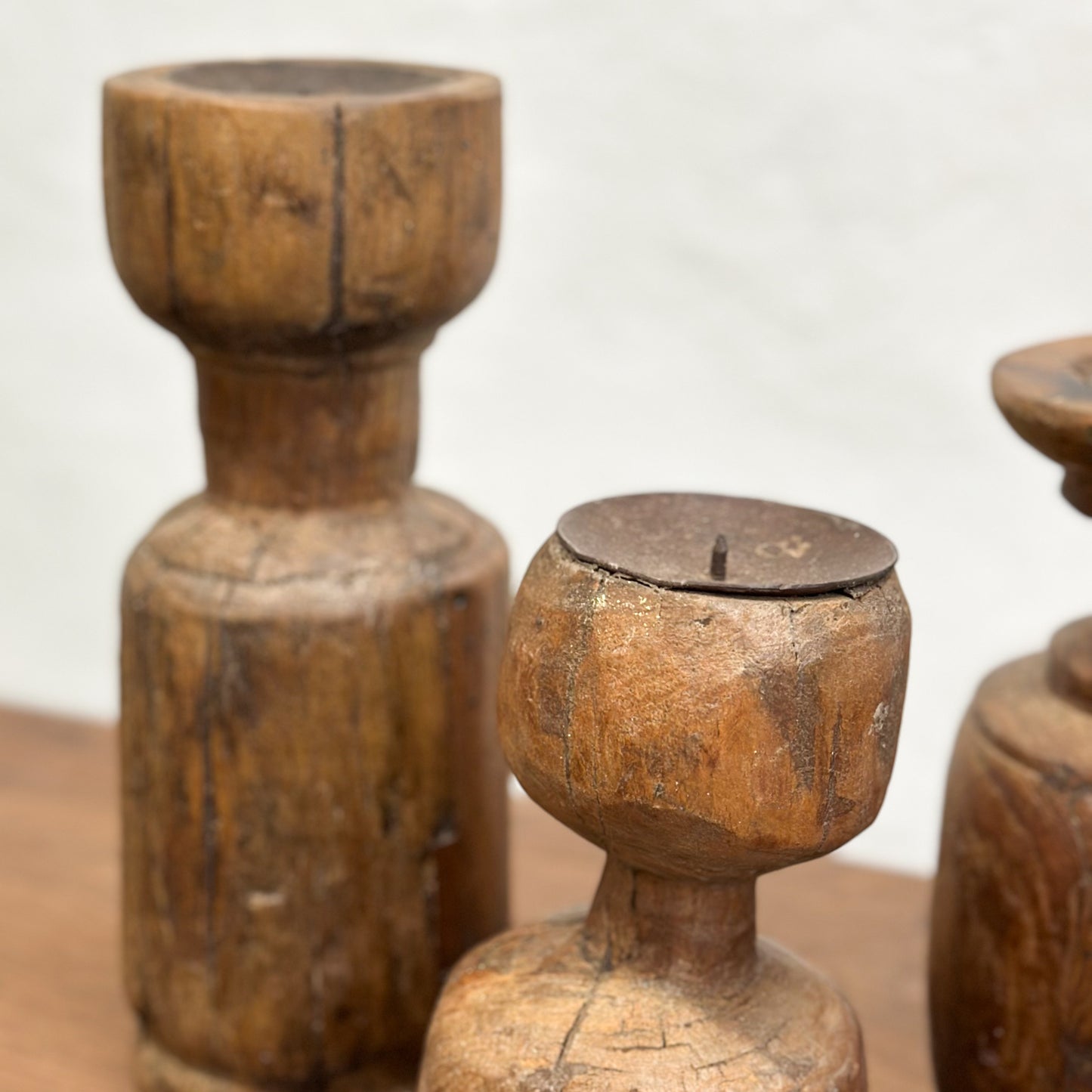 Primitive Teak Candle Stick