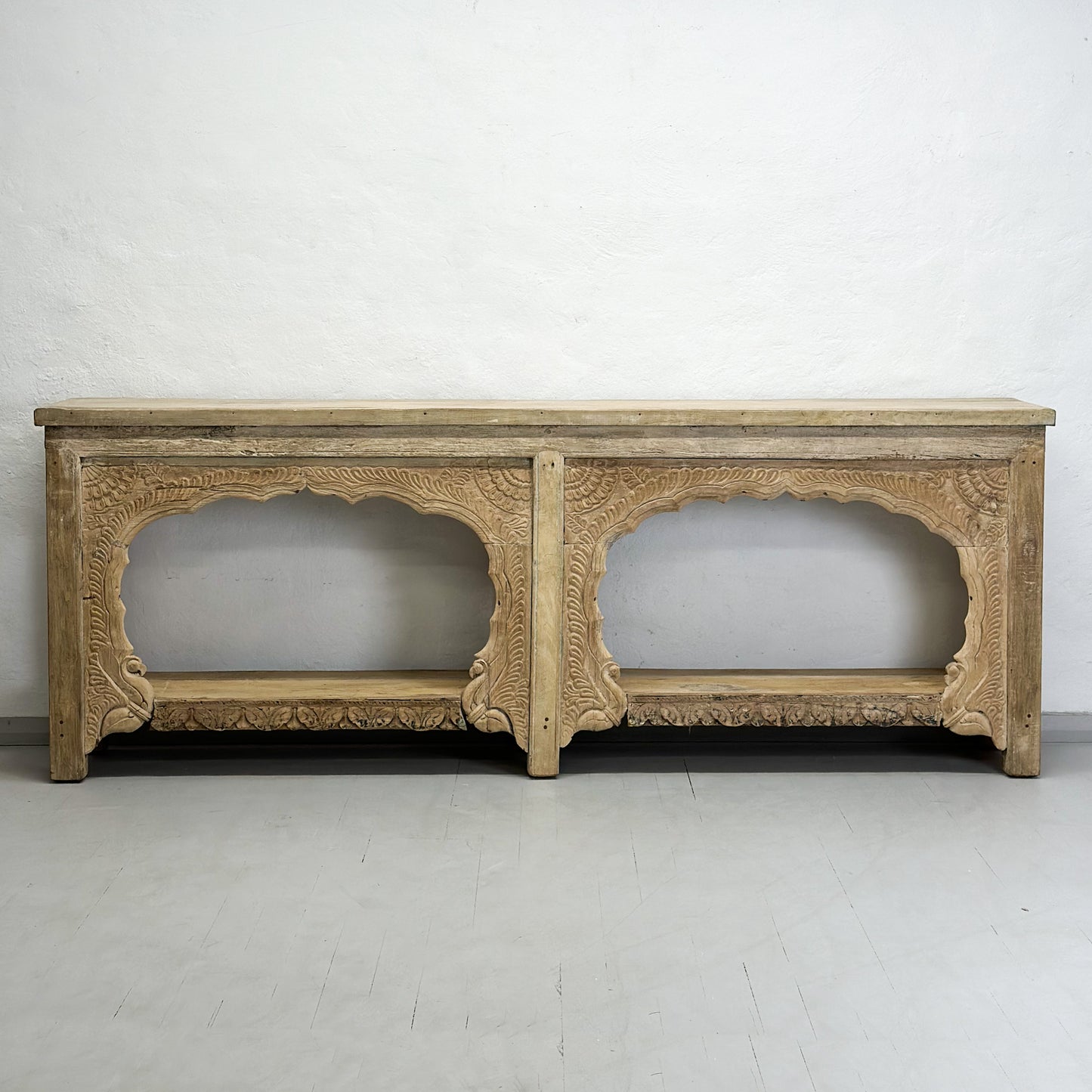 Carved Console with Framed Shelf