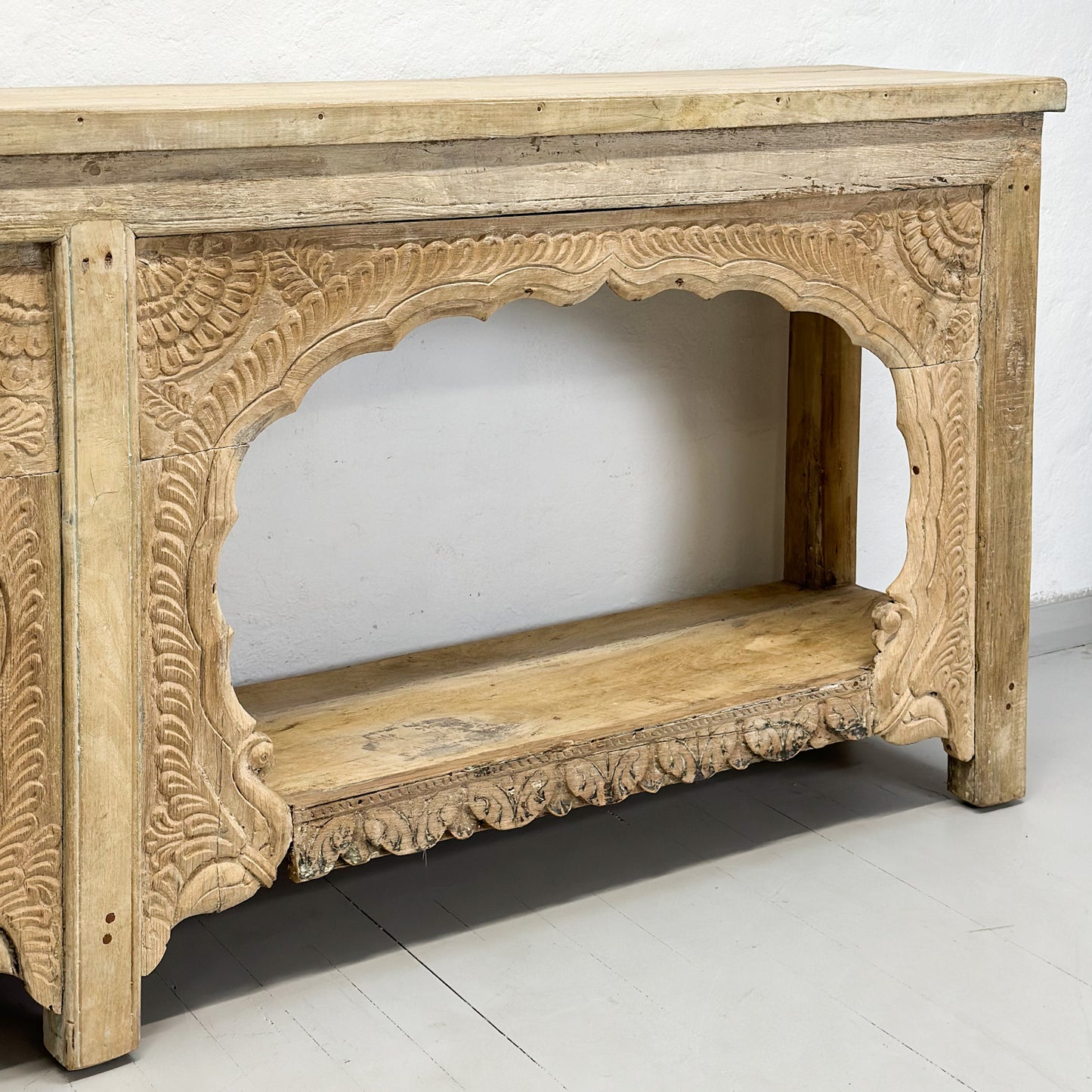 Carved Console with Framed Shelf